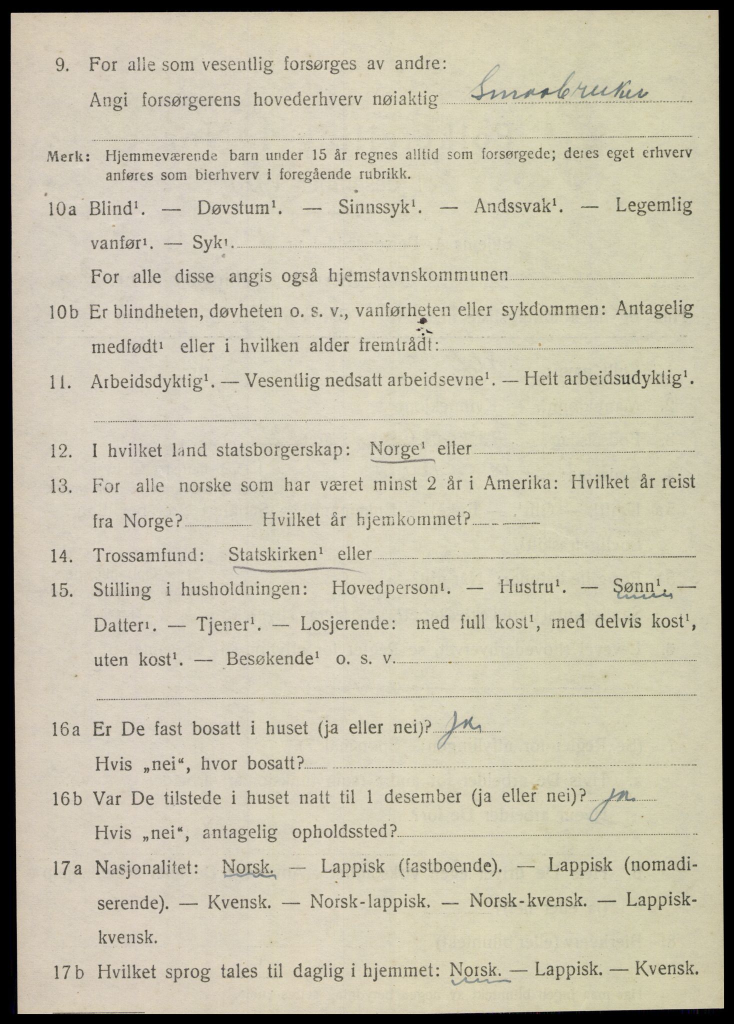 SAT, 1920 census for Sparbu, 1920, p. 4188