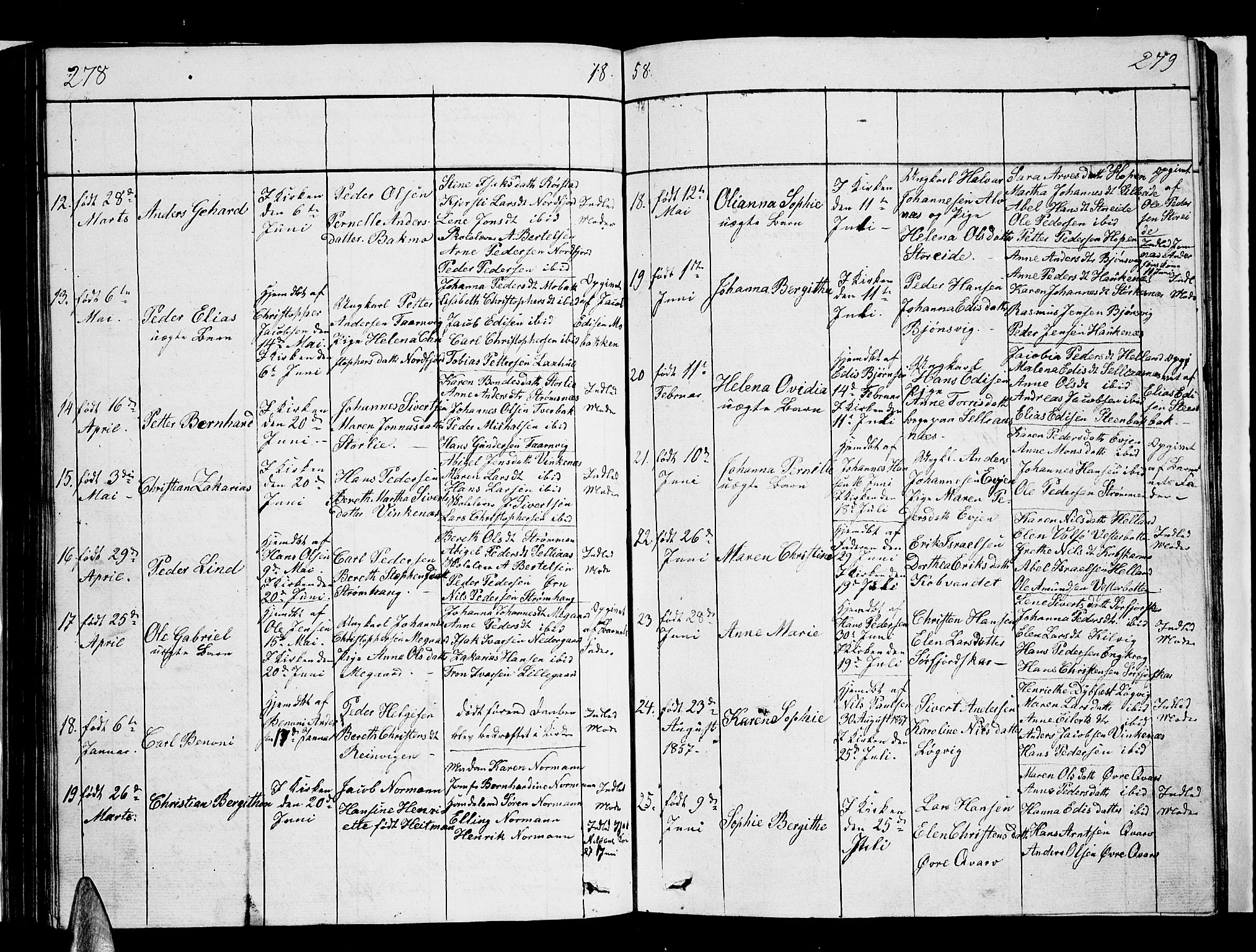 Ministerialprotokoller, klokkerbøker og fødselsregistre - Nordland, AV/SAT-A-1459/853/L0773: Parish register (copy) no. 853C01, 1821-1859, p. 278-279