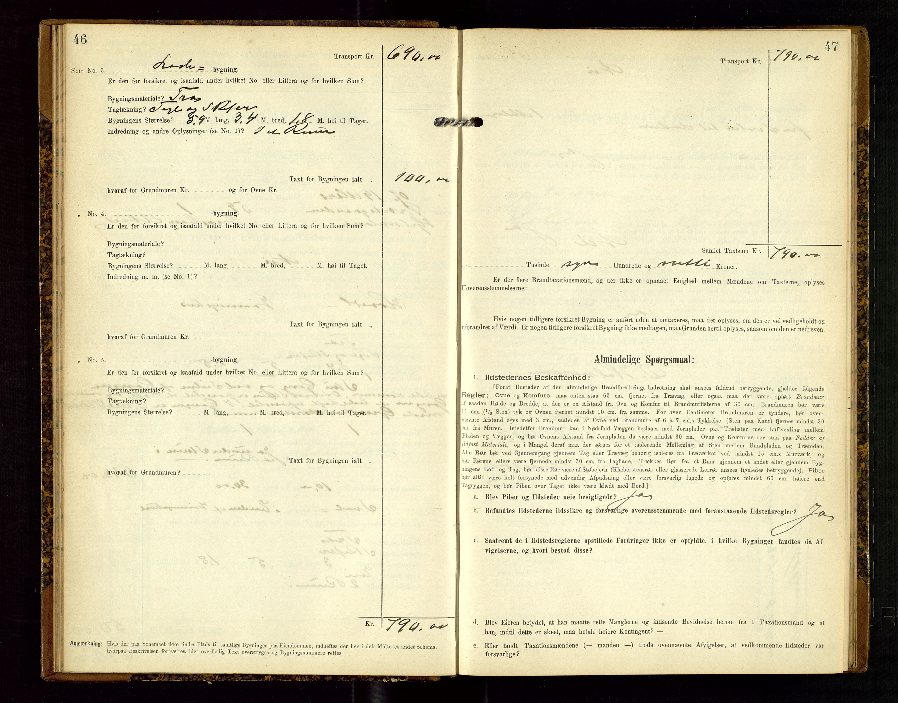 Hjelmeland lensmannskontor, AV/SAST-A-100439/Gob/L0002: "Brandtaxationsprotokol", 1904-1920, p. 46-47