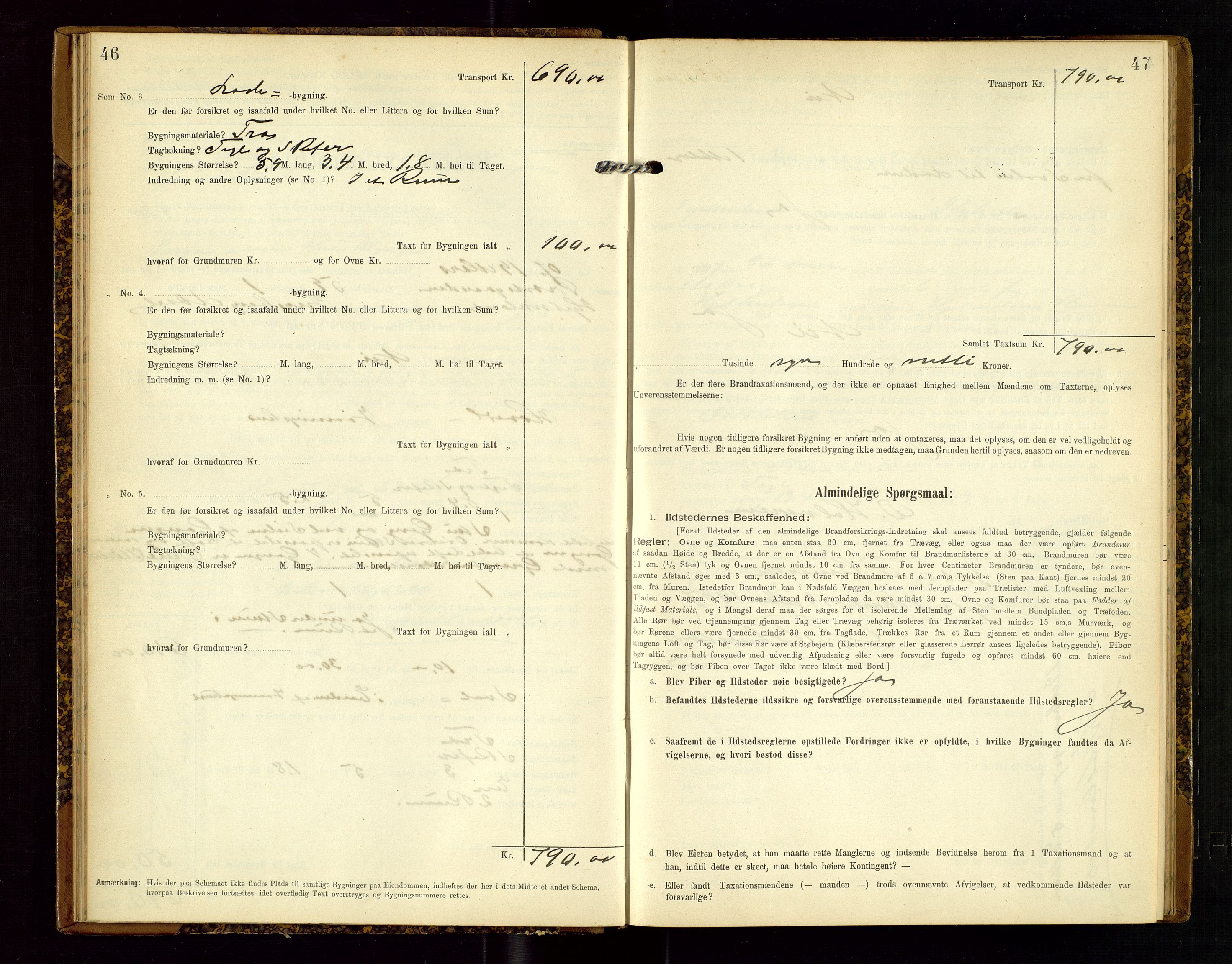 Hjelmeland lensmannskontor, SAST/A-100439/Gob/L0002: "Brandtaxationsprotokol", 1904-1920, p. 46-47