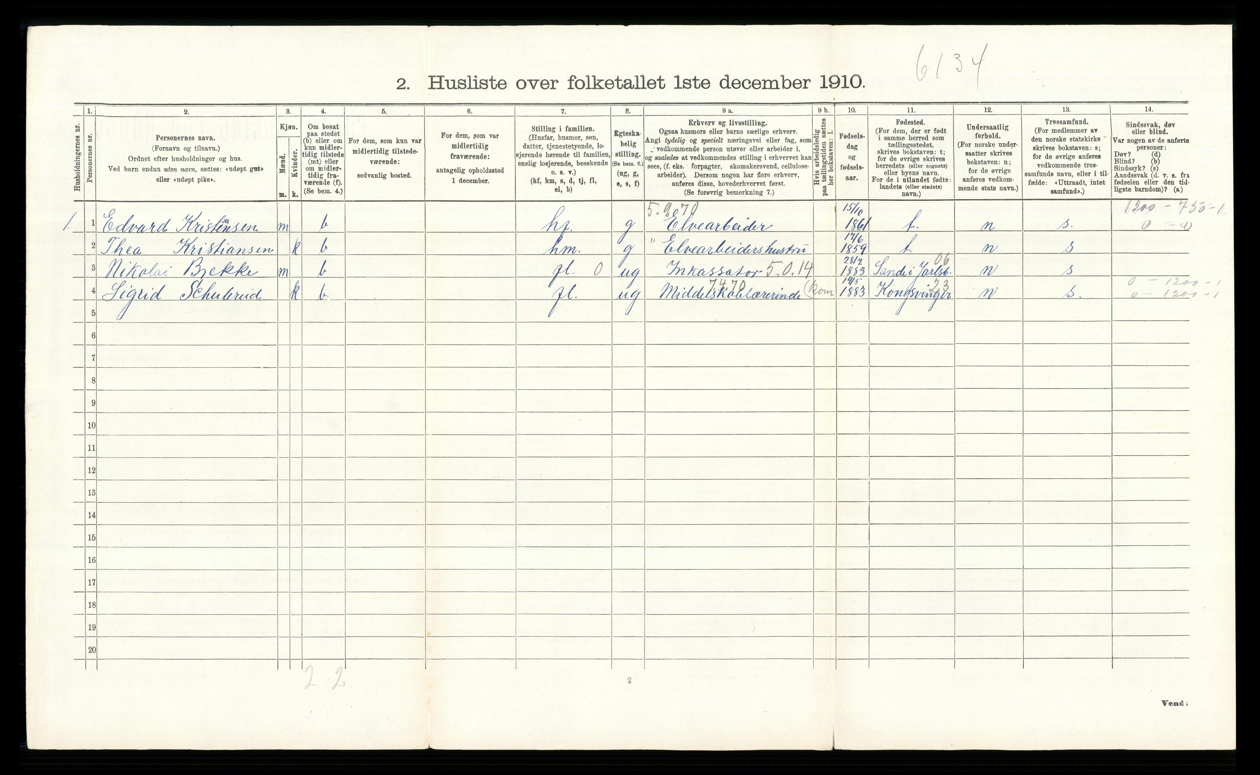 RA, 1910 census for Øvre Eiker, 1910, p. 2698