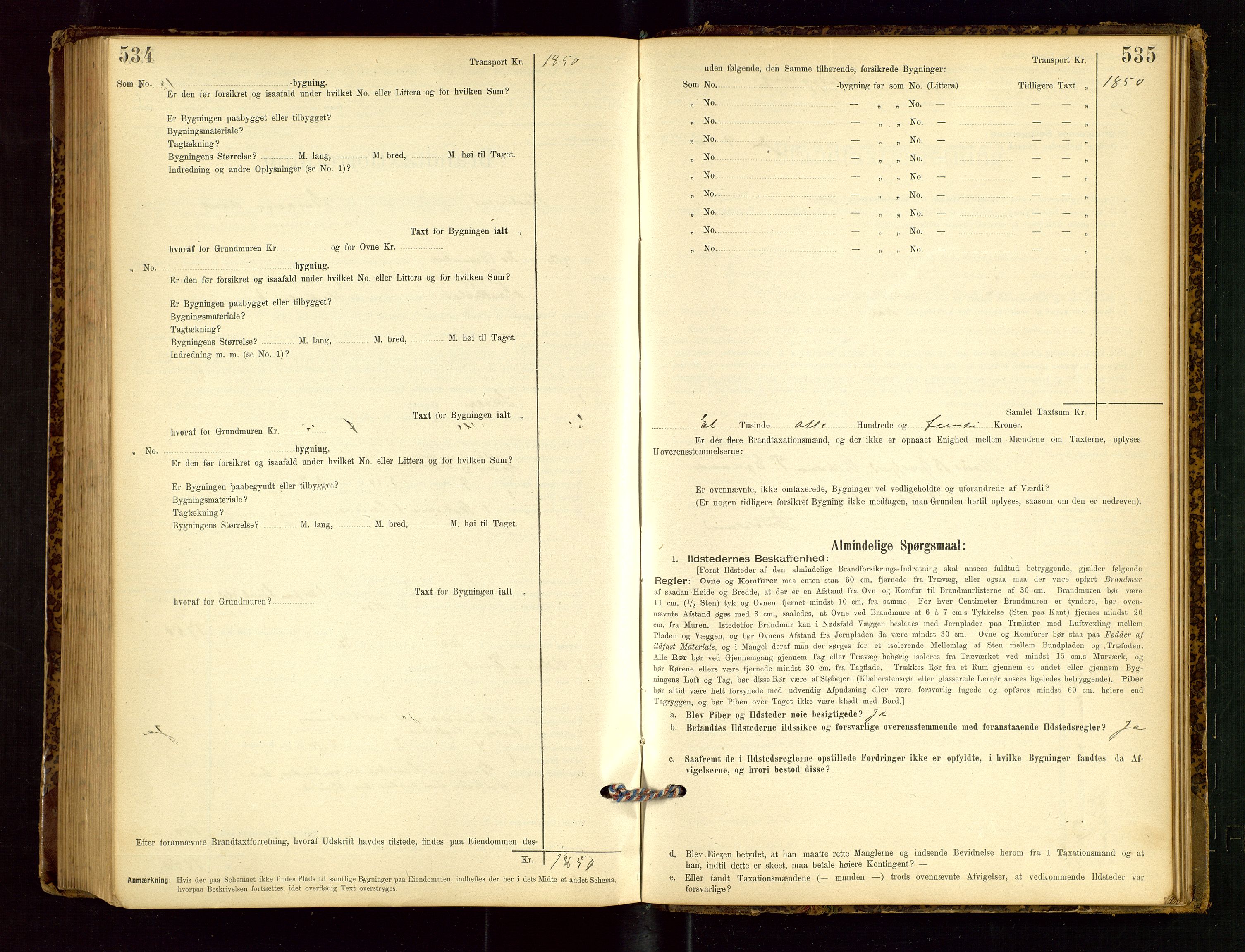 Heskestad lensmannskontor, AV/SAST-A-100304/Gob/L0001: "Brandtaxationsprotokol", 1894-1915, p. 534-535