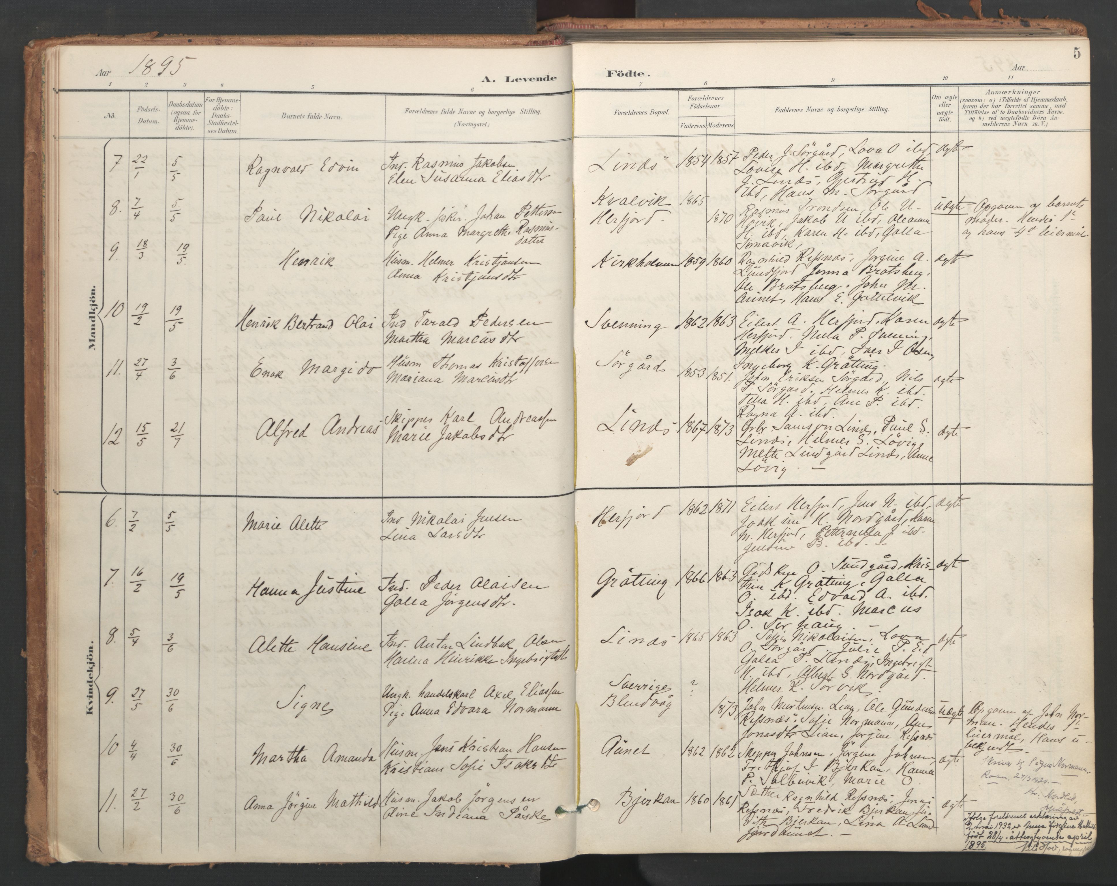 Ministerialprotokoller, klokkerbøker og fødselsregistre - Sør-Trøndelag, SAT/A-1456/656/L0693: Parish register (official) no. 656A02, 1894-1913, p. 5