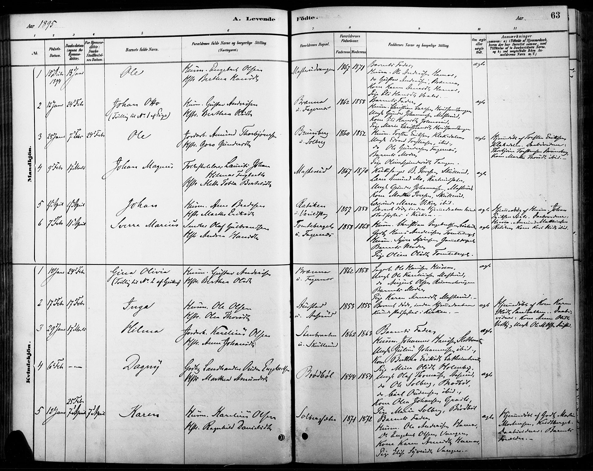 Vinger prestekontor, AV/SAH-PREST-024/H/Ha/Haa/L0015: Parish register (official) no. 15, 1881-1900, p. 63