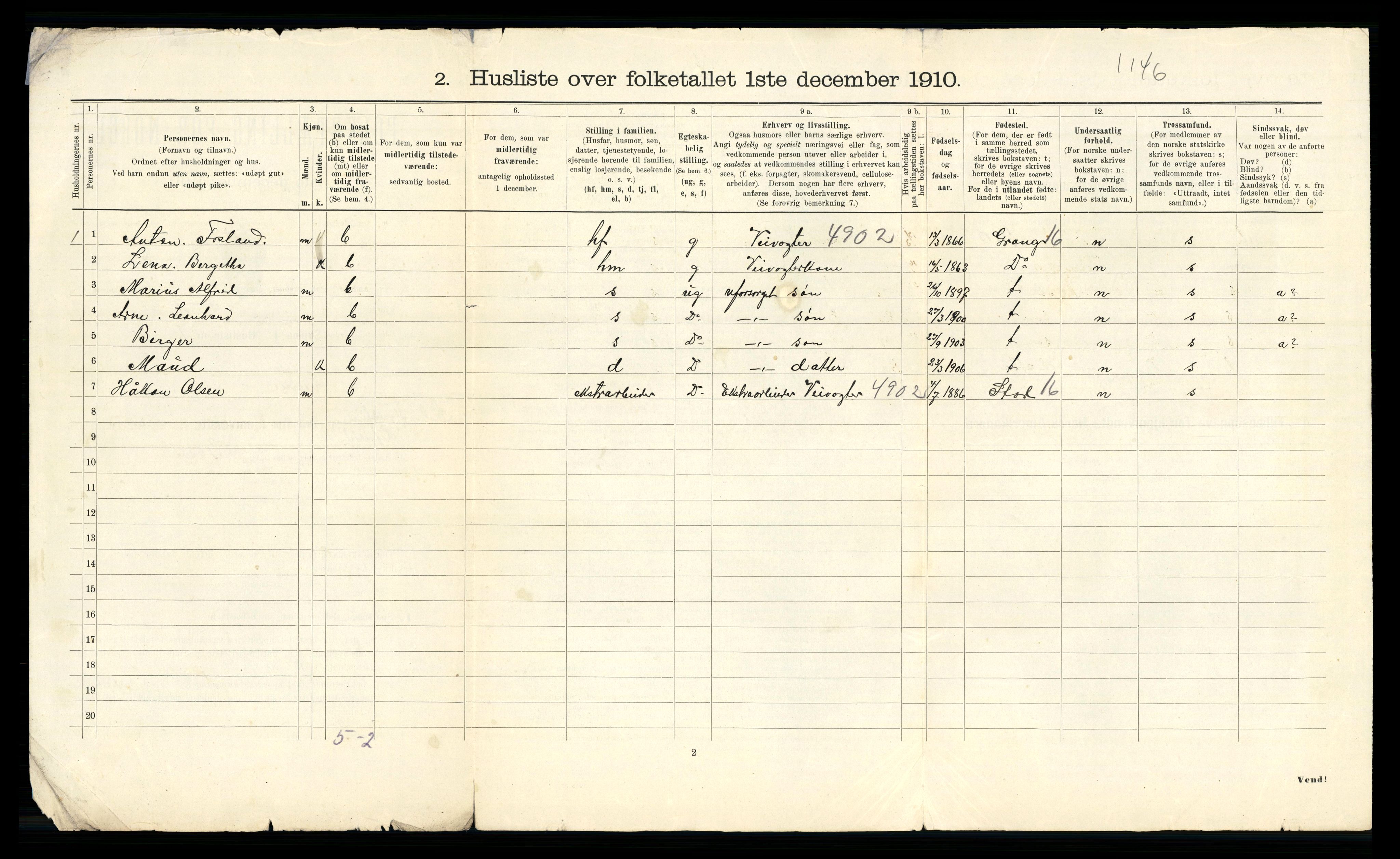 RA, 1910 census for Lierne, 1910, p. 24