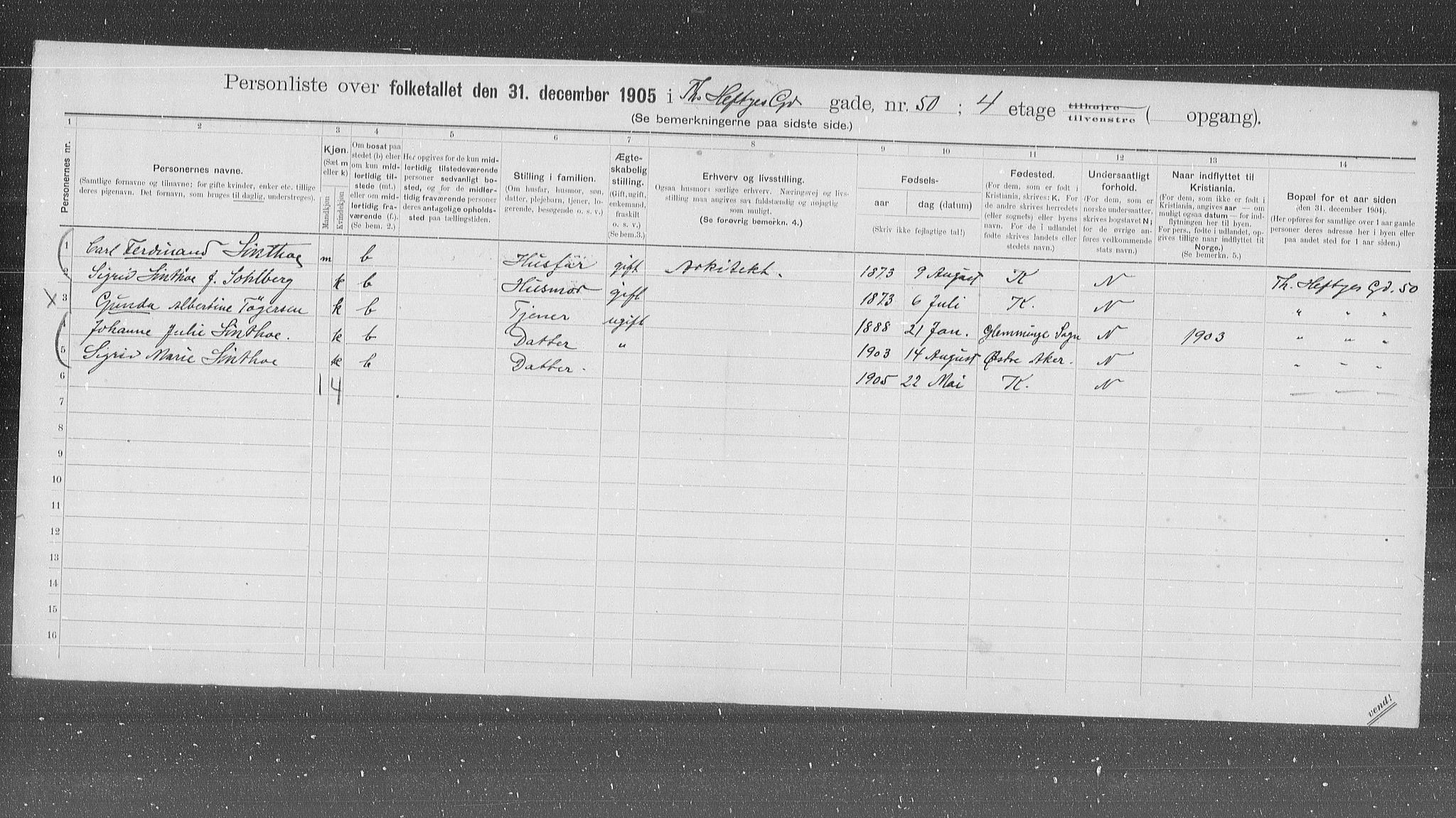 OBA, Municipal Census 1905 for Kristiania, 1905, p. 57180