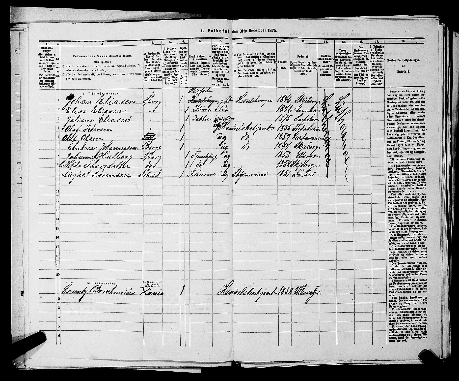 RA, 1875 census for 0102P Sarpsborg, 1875, p. 476