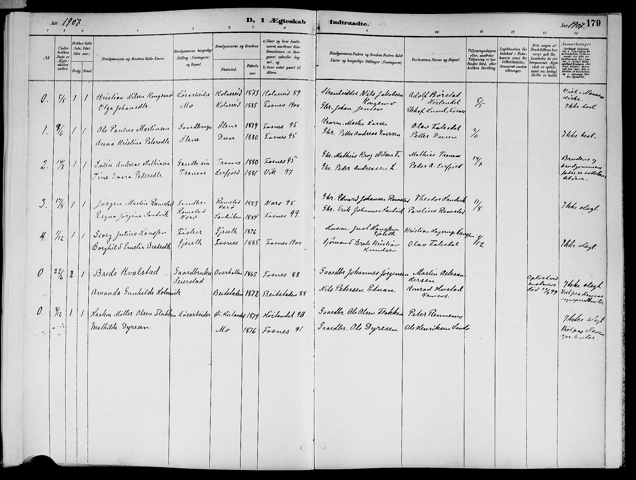 Ministerialprotokoller, klokkerbøker og fødselsregistre - Nord-Trøndelag, SAT/A-1458/773/L0617: Parish register (official) no. 773A08, 1887-1910, p. 179