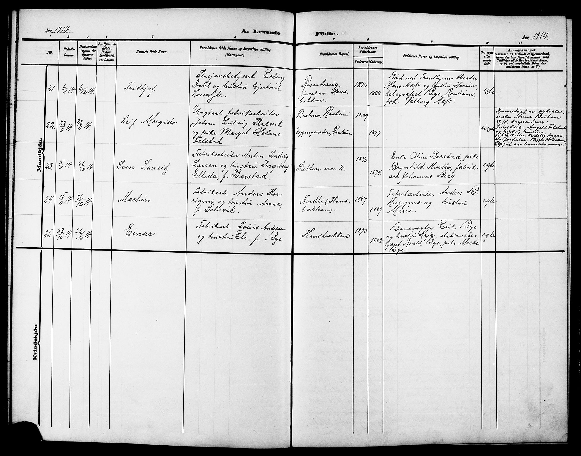 Ministerialprotokoller, klokkerbøker og fødselsregistre - Sør-Trøndelag, SAT/A-1456/615/L0400: Parish register (copy) no. 615C01, 1905-1921