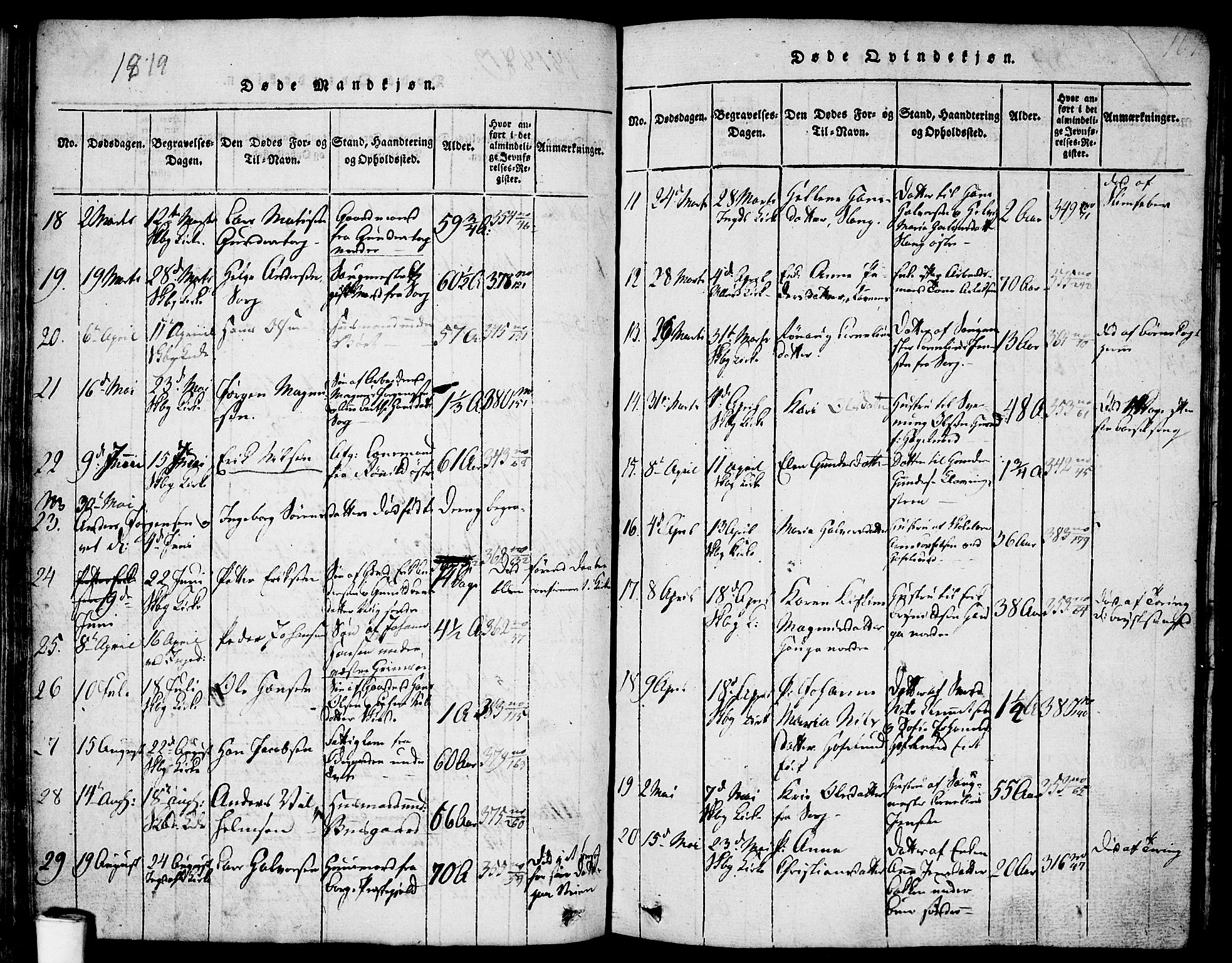 Skjeberg prestekontor Kirkebøker, AV/SAO-A-10923/F/Fa/L0004: Parish register (official) no. I 4, 1815-1830, p. 107