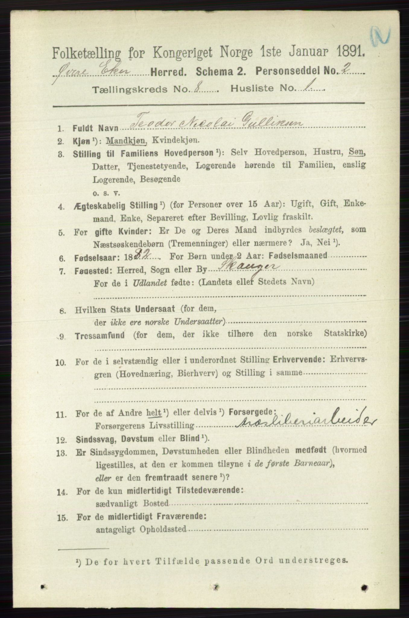 RA, 1891 census for 0624 Øvre Eiker, 1891, p. 3234