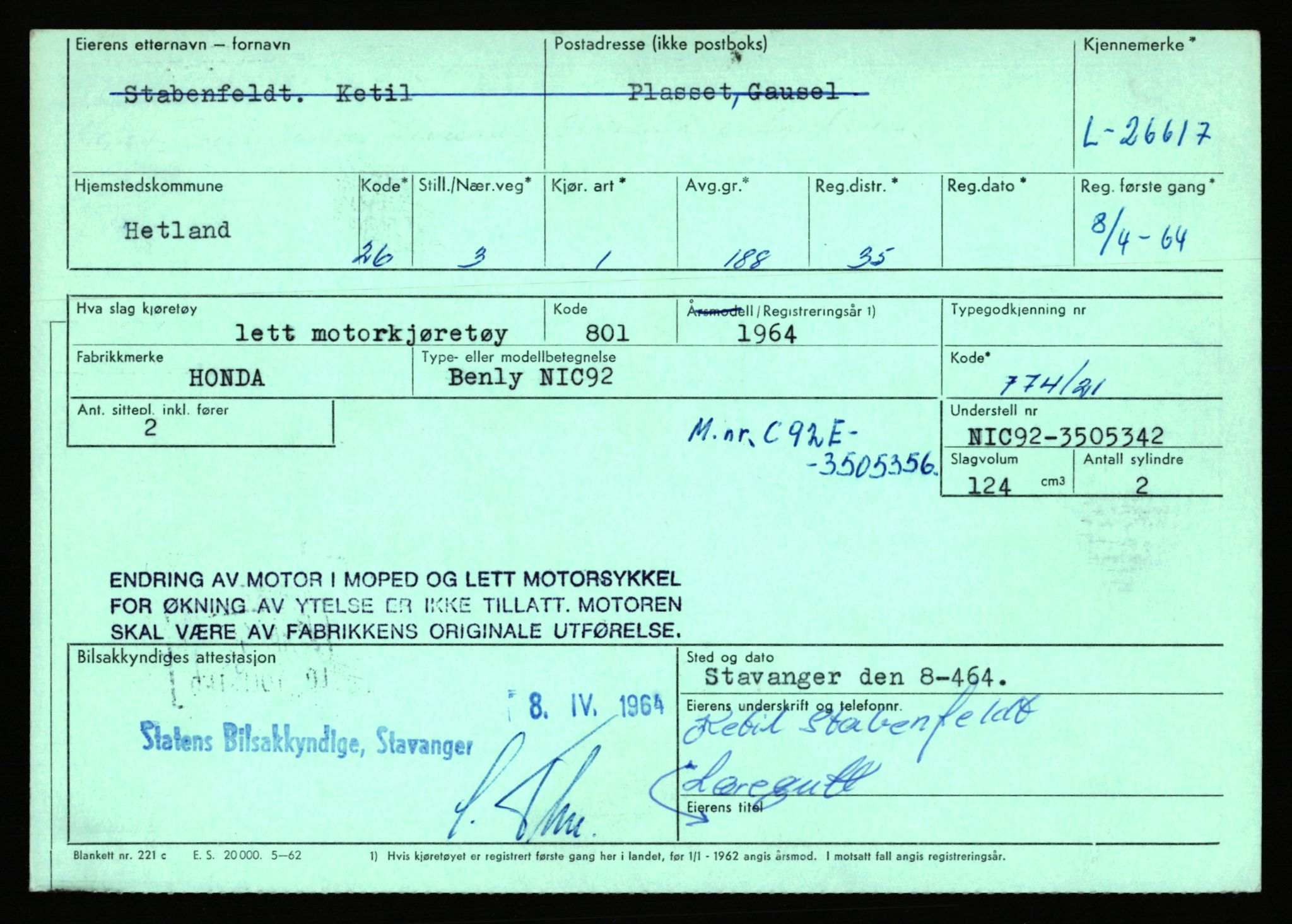 Stavanger trafikkstasjon, AV/SAST-A-101942/0/F/L0044: L-26300 - L-26999, 1930-1971, p. 869