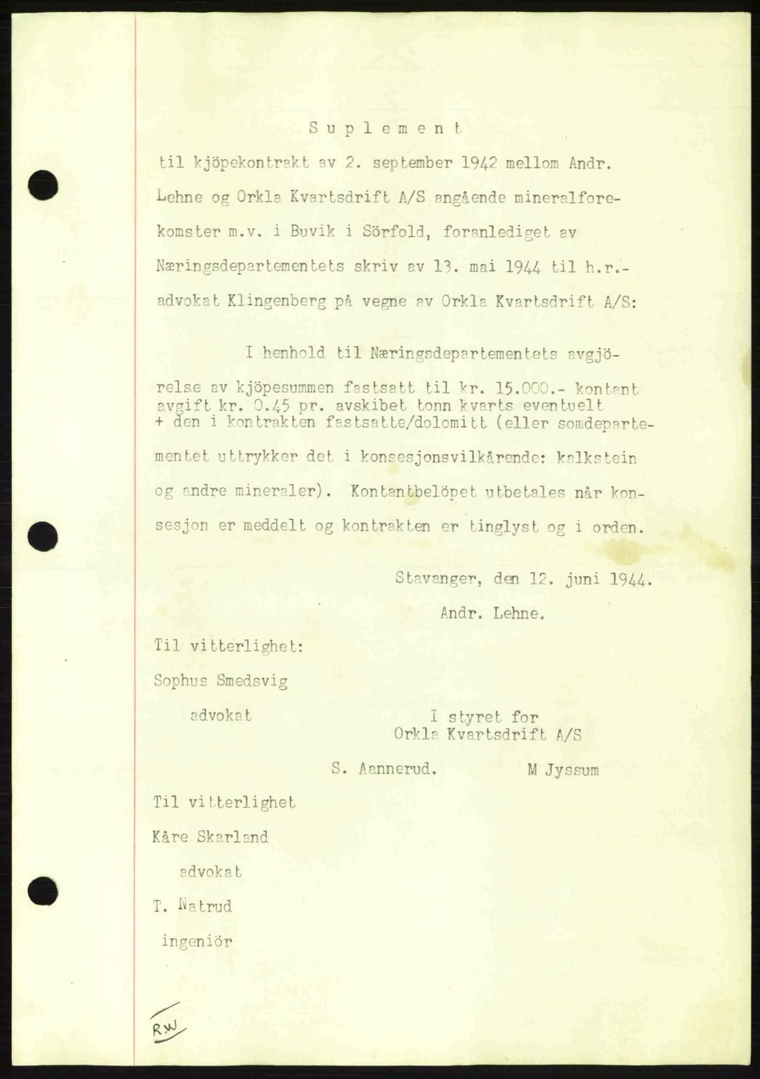 Salten sorenskriveri, SAT/A-4578/1/2/2C: Mortgage book no. A14-15, 1943-1945, Diary no: : 2133/1944
