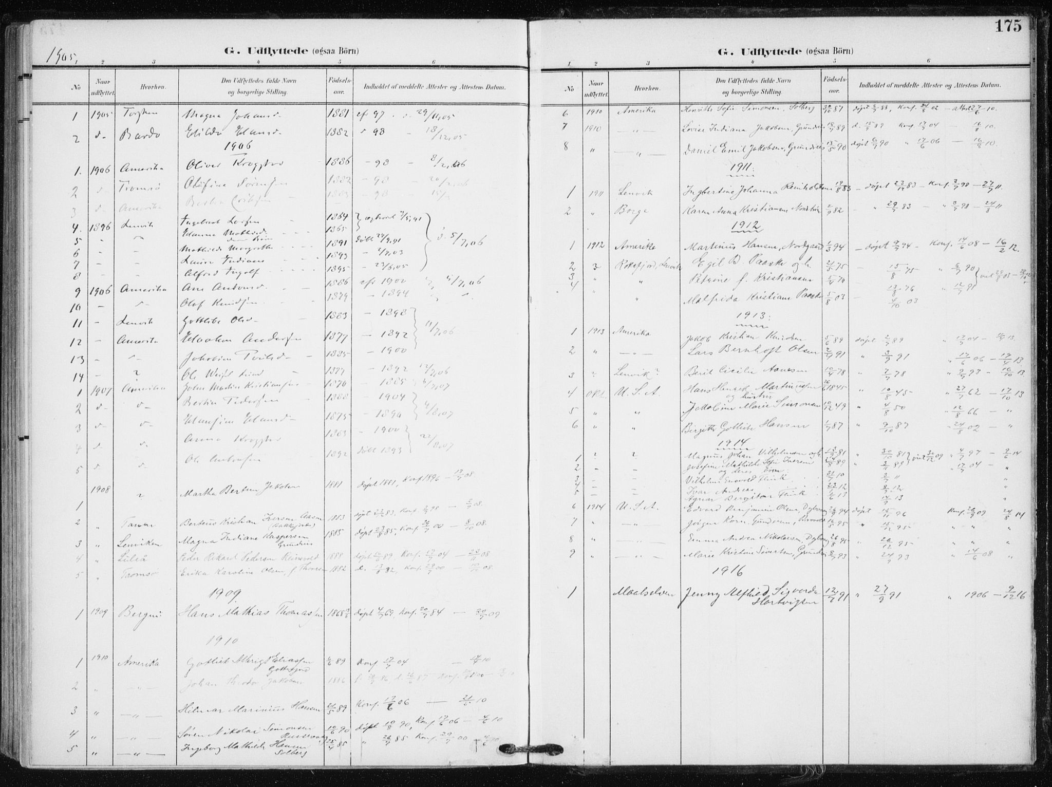 Tranøy sokneprestkontor, SATØ/S-1313/I/Ia/Iaa/L0012kirke: Parish register (official) no. 12, 1905-1918, p. 175