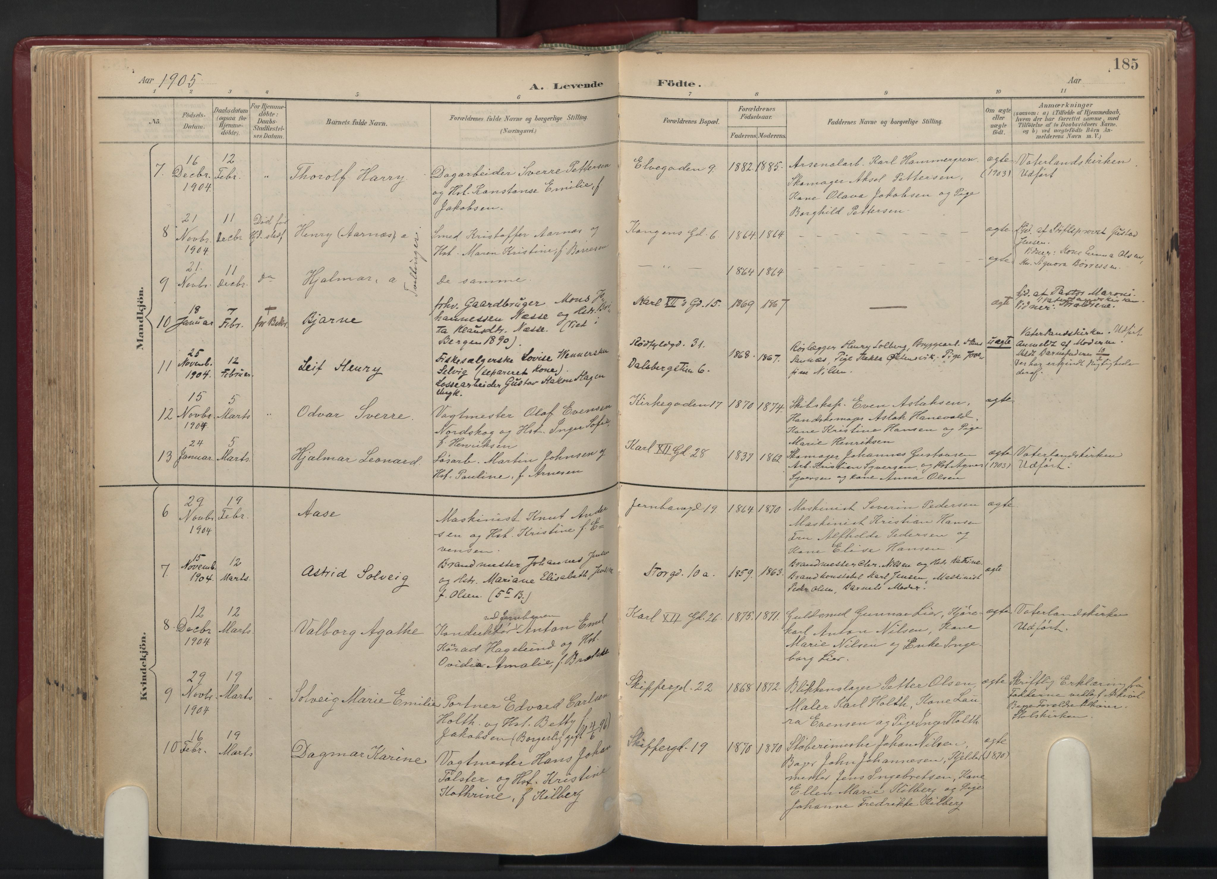 Oslo domkirke Kirkebøker, AV/SAO-A-10752/F/Fa/L0039: Parish register (official) no. 39, 1893-1932, p. 185