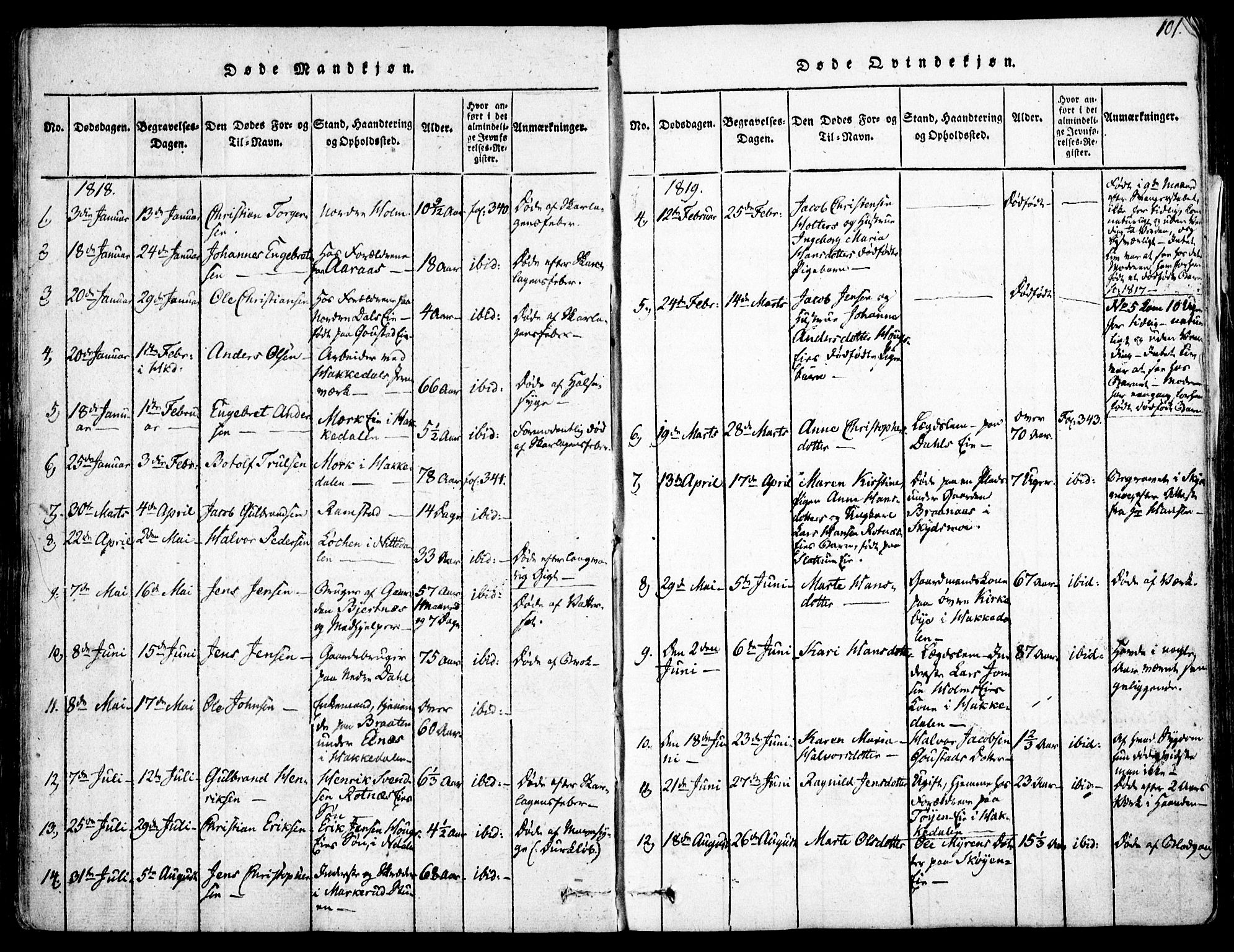 Nittedal prestekontor Kirkebøker, AV/SAO-A-10365a/F/Fa/L0003: Parish register (official) no. I 3, 1814-1836, p. 101