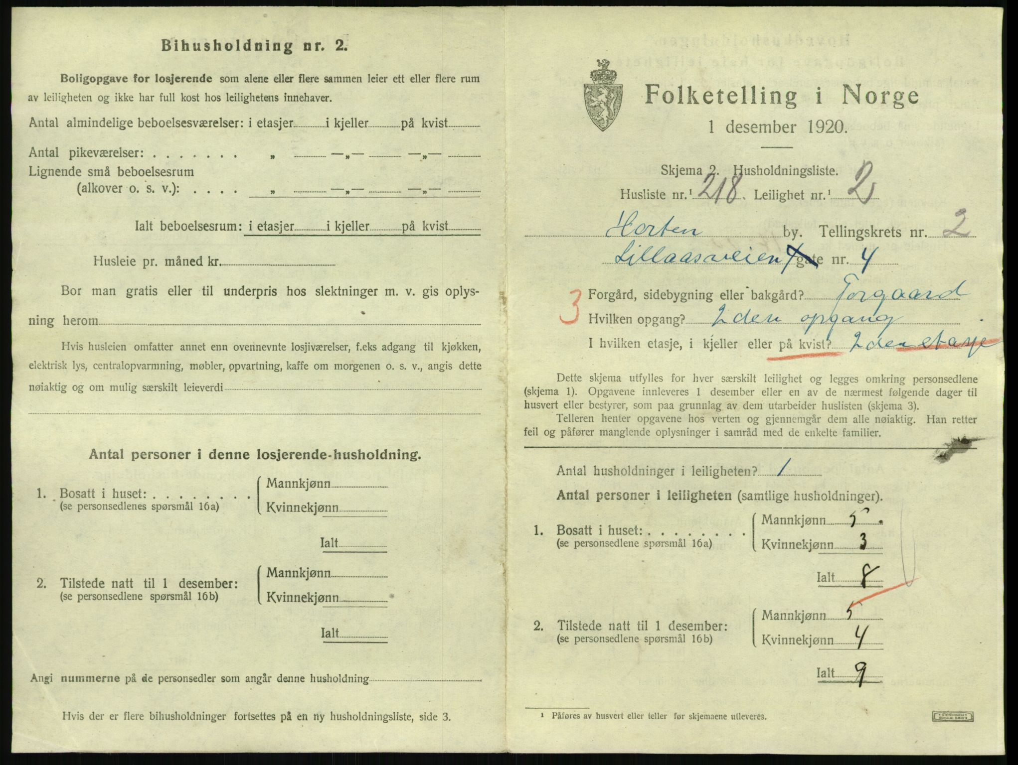 SAKO, 1920 census for Horten, 1920, p. 4109