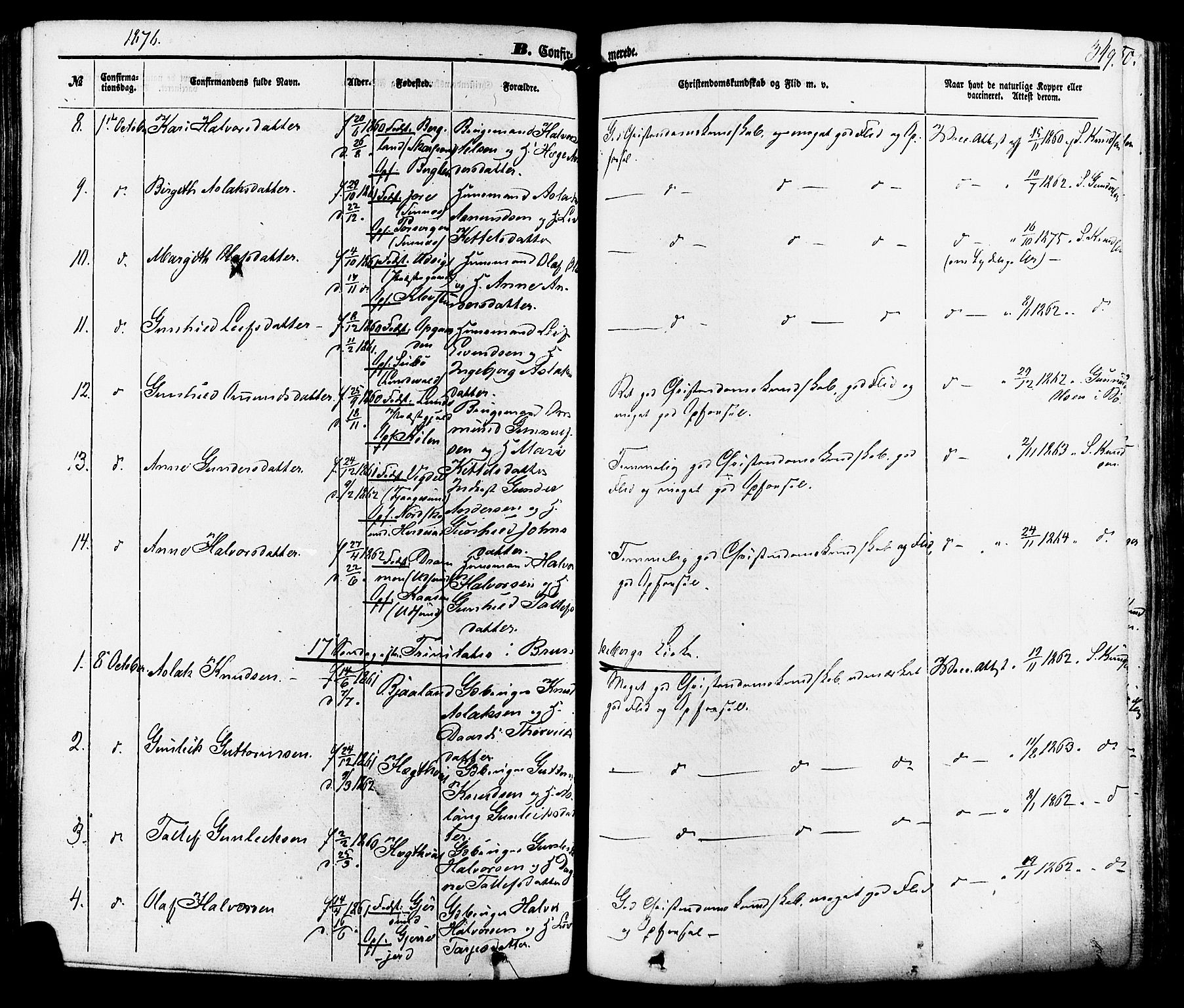 Kviteseid kirkebøker, SAKO/A-276/F/Fa/L0007: Parish register (official) no. I 7, 1859-1881, p. 349
