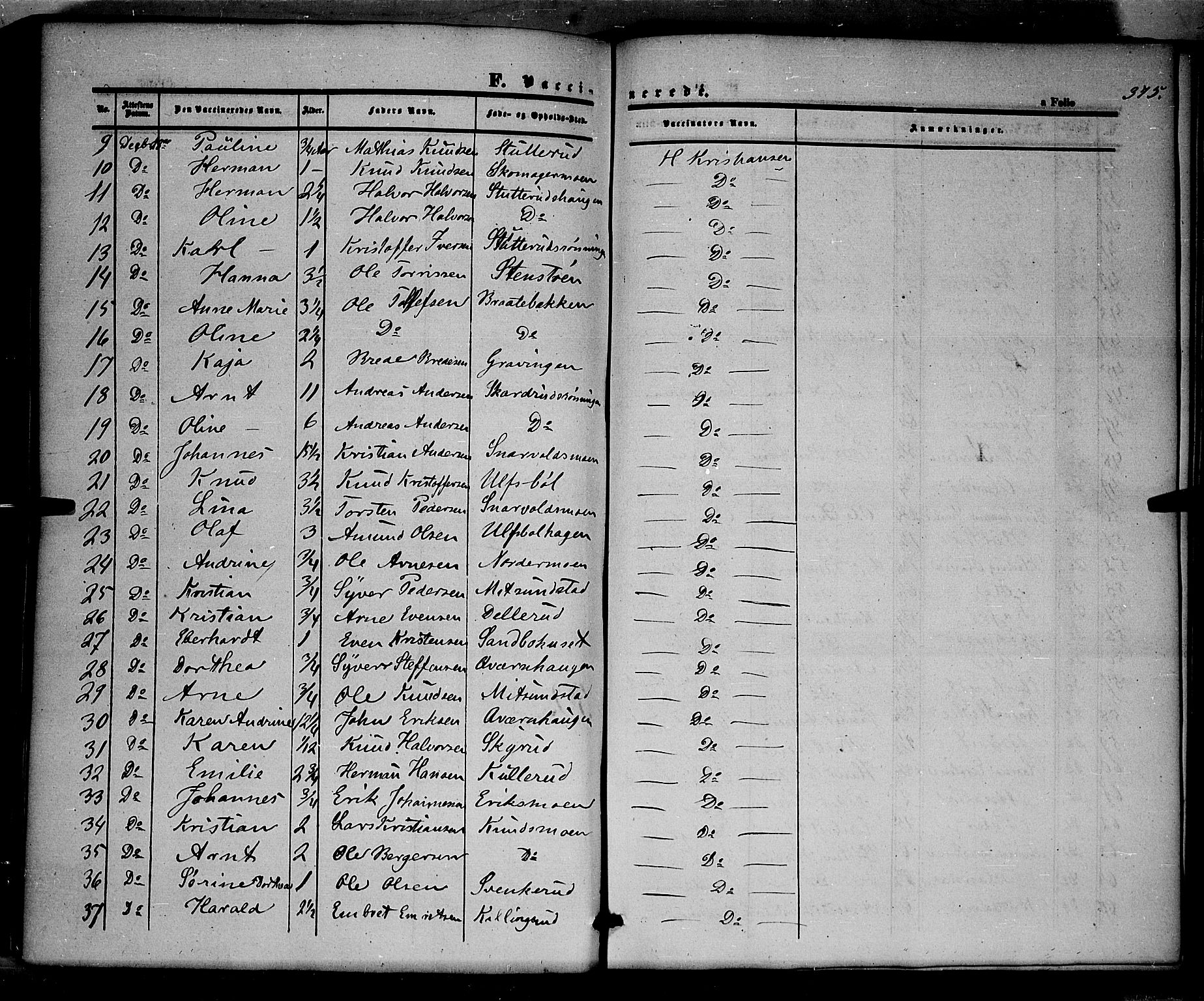 Våler prestekontor, Hedmark, AV/SAH-PREST-040/H/Ha/Haa/L0001: Parish register (official) no. 1, 1849-1878, p. 375