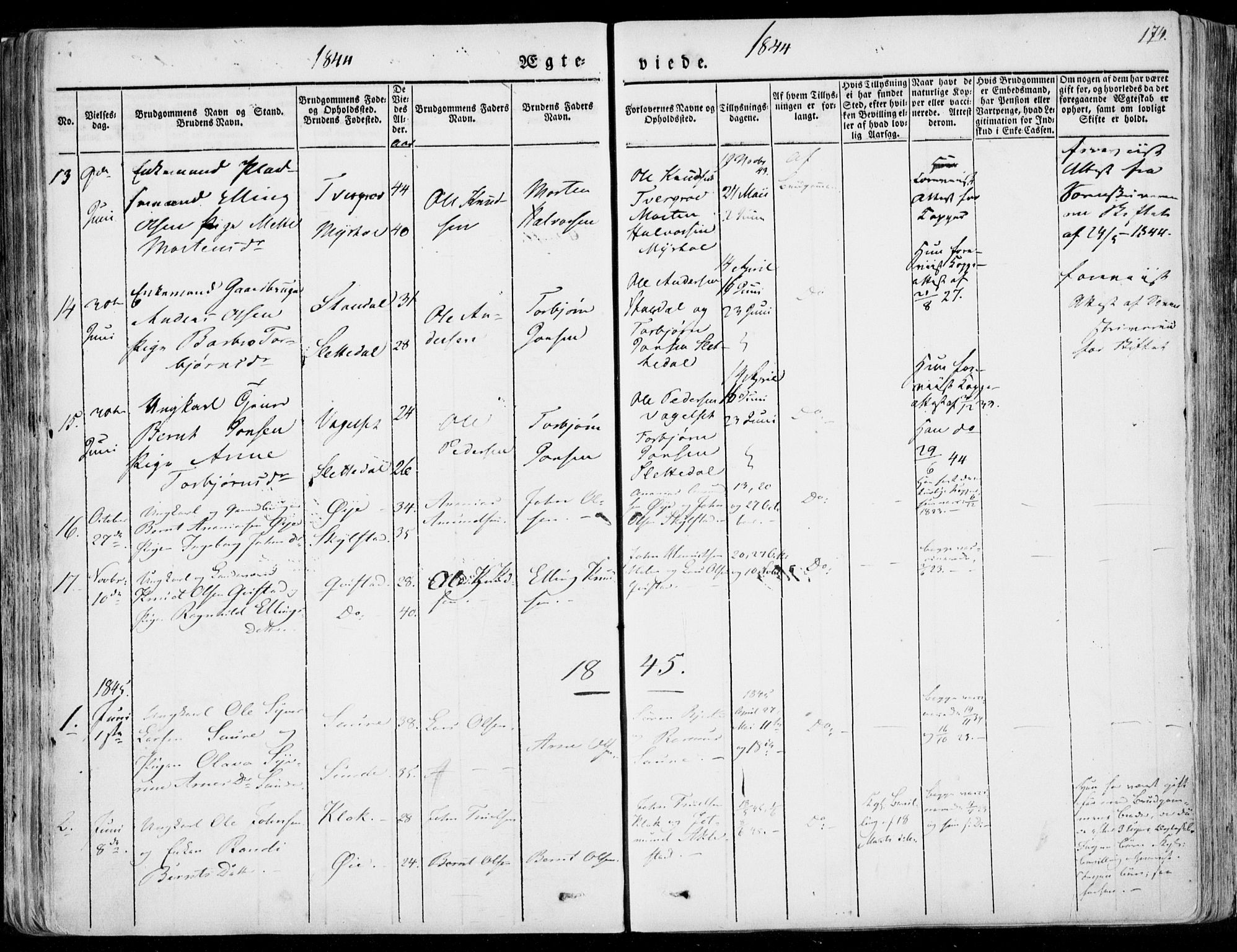Ministerialprotokoller, klokkerbøker og fødselsregistre - Møre og Romsdal, SAT/A-1454/515/L0208: Parish register (official) no. 515A04, 1830-1846, p. 174