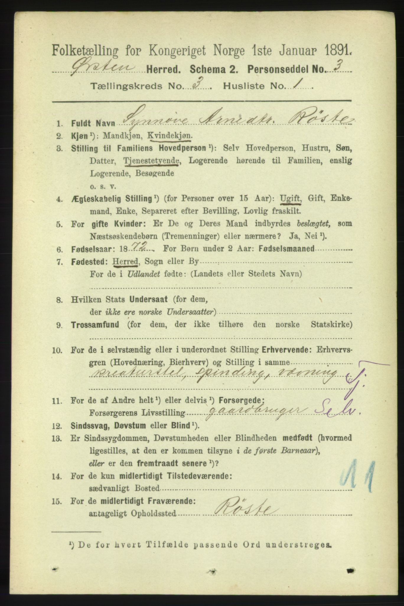 RA, 1891 census for 1520 Ørsta, 1891, p. 1214