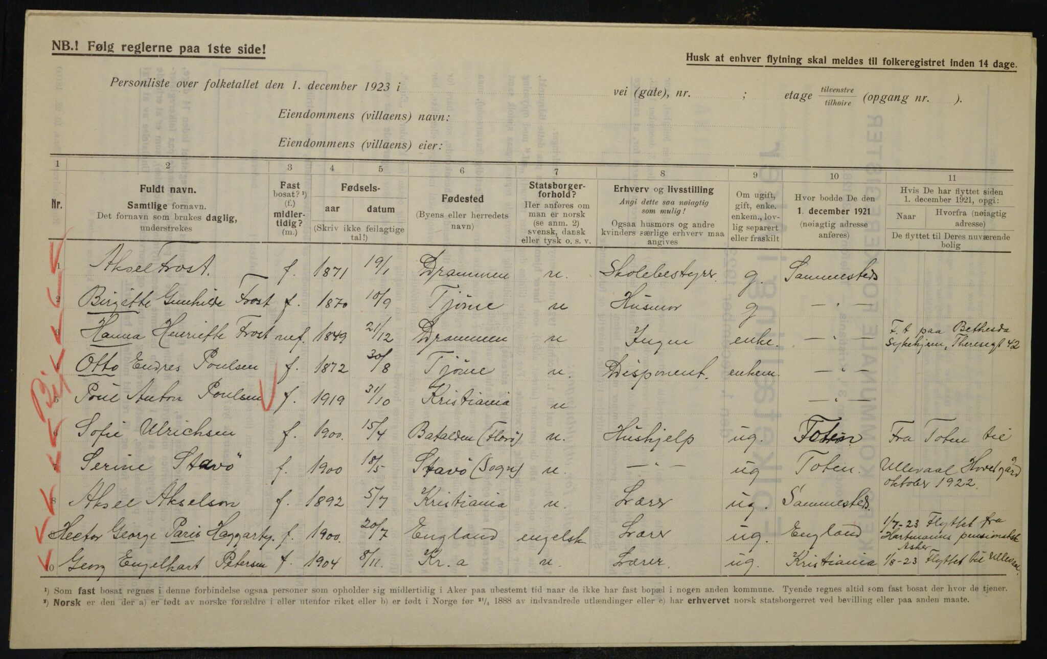 , Municipal Census 1923 for Aker, 1923, p. 20278