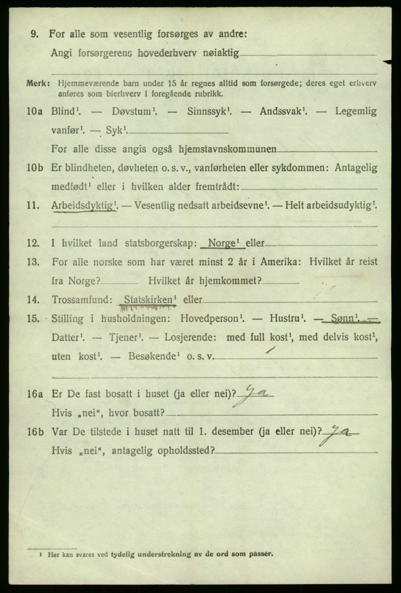 SAB, 1920 census for Hyllestad, 1920, p. 3503