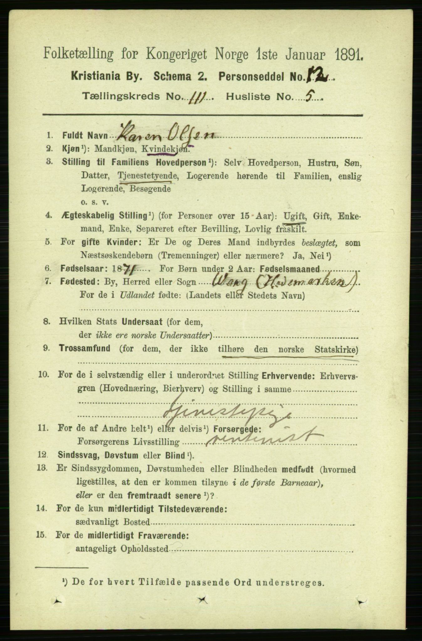 RA, 1891 census for 0301 Kristiania, 1891, p. 58075