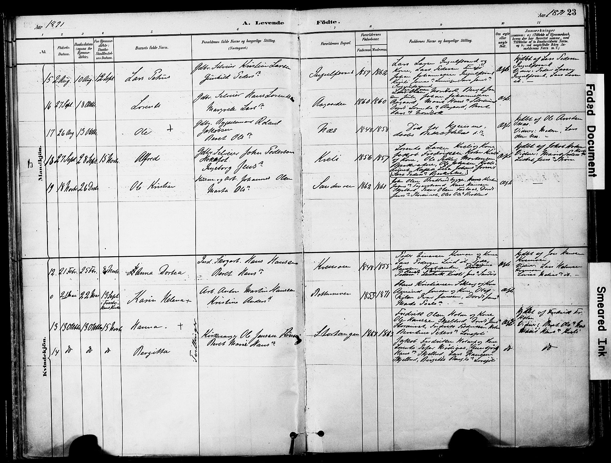 Ministerialprotokoller, klokkerbøker og fødselsregistre - Nord-Trøndelag, SAT/A-1458/755/L0494: Parish register (official) no. 755A03, 1882-1902, p. 23