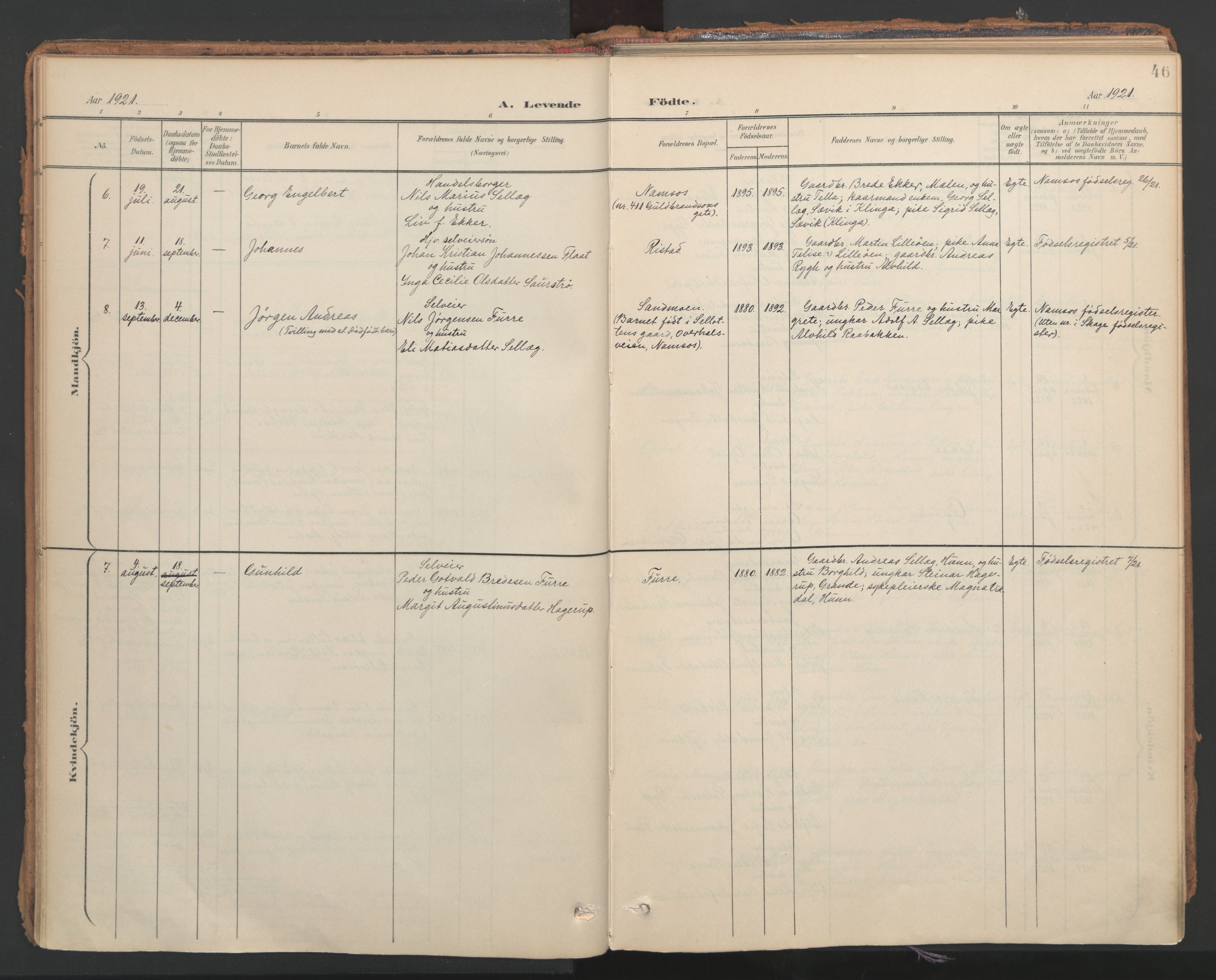 Ministerialprotokoller, klokkerbøker og fødselsregistre - Nord-Trøndelag, SAT/A-1458/766/L0564: Parish register (official) no. 767A02, 1900-1932, p. 46