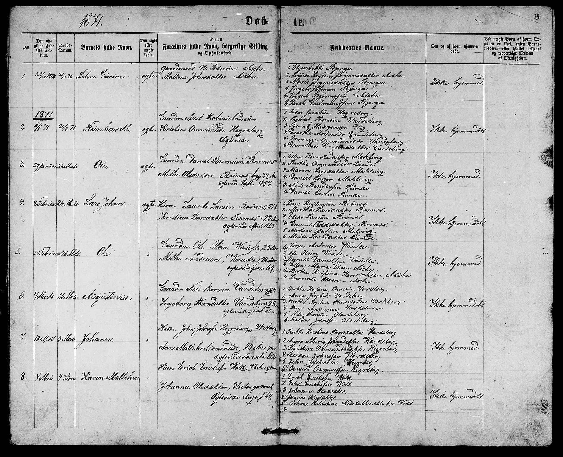 Rennesøy sokneprestkontor, SAST/A -101827/H/Ha/Hab/L0005: Parish register (copy) no. B 5, 1871-1890, p. 3