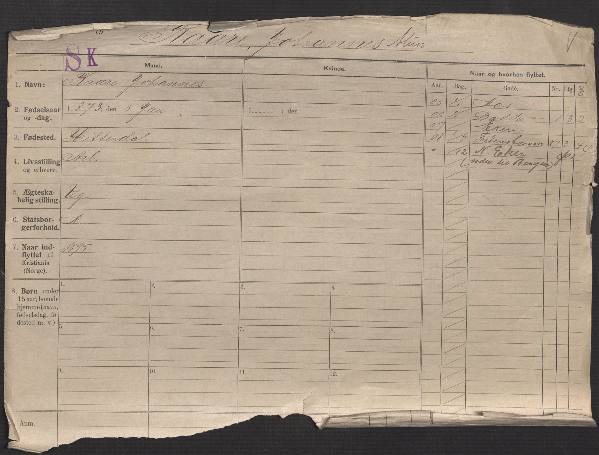 Oslo folkeregister, Registerkort, AV/SAO-A-11715/F/Fa/Fac/L0006: Menn, 1906-1914, p. 2a