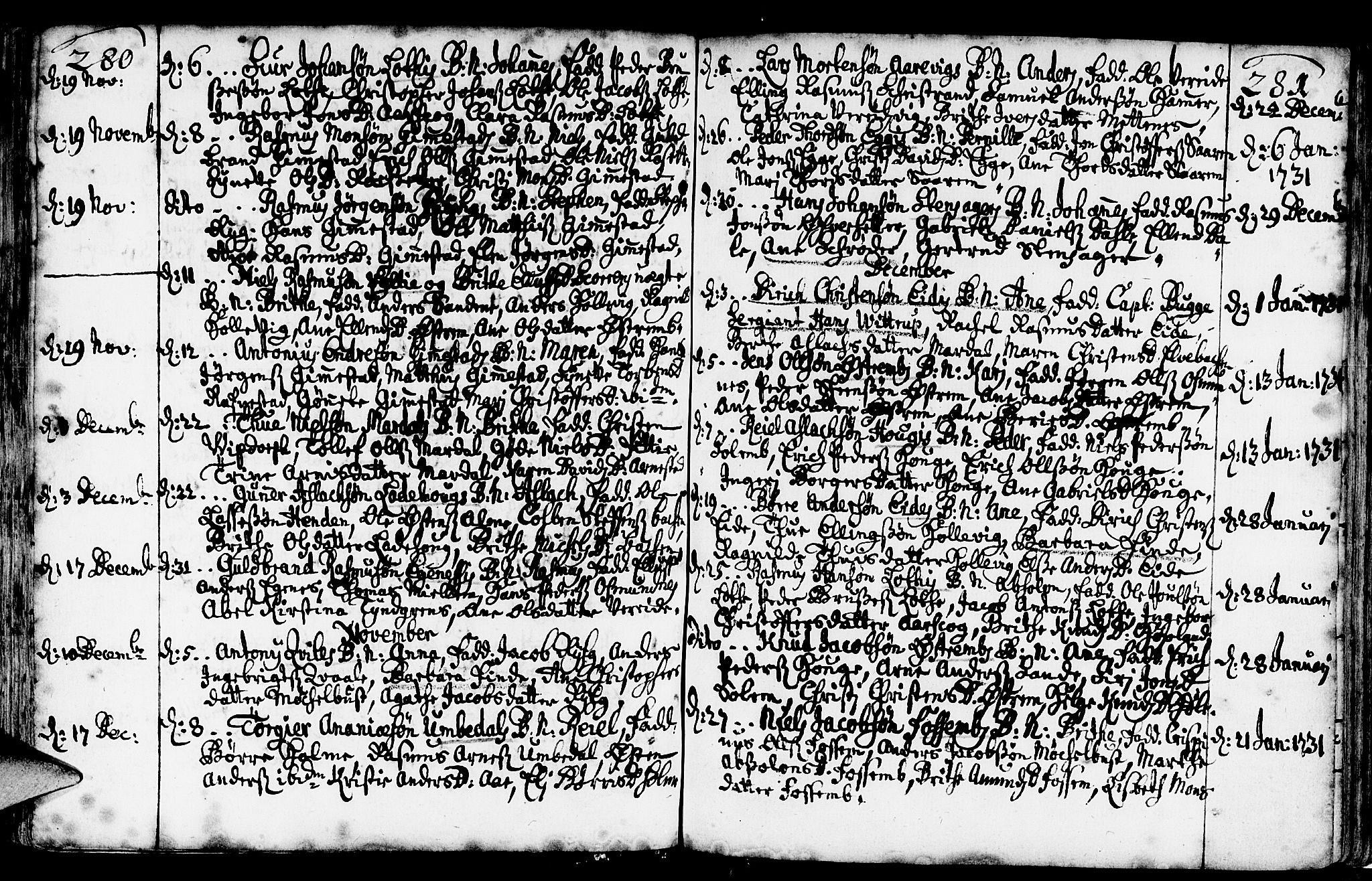 Gloppen sokneprestembete, AV/SAB-A-80101/H/Haa/Haaa/L0002: Parish register (official) no. A 2, 1712-1735, p. 280-281