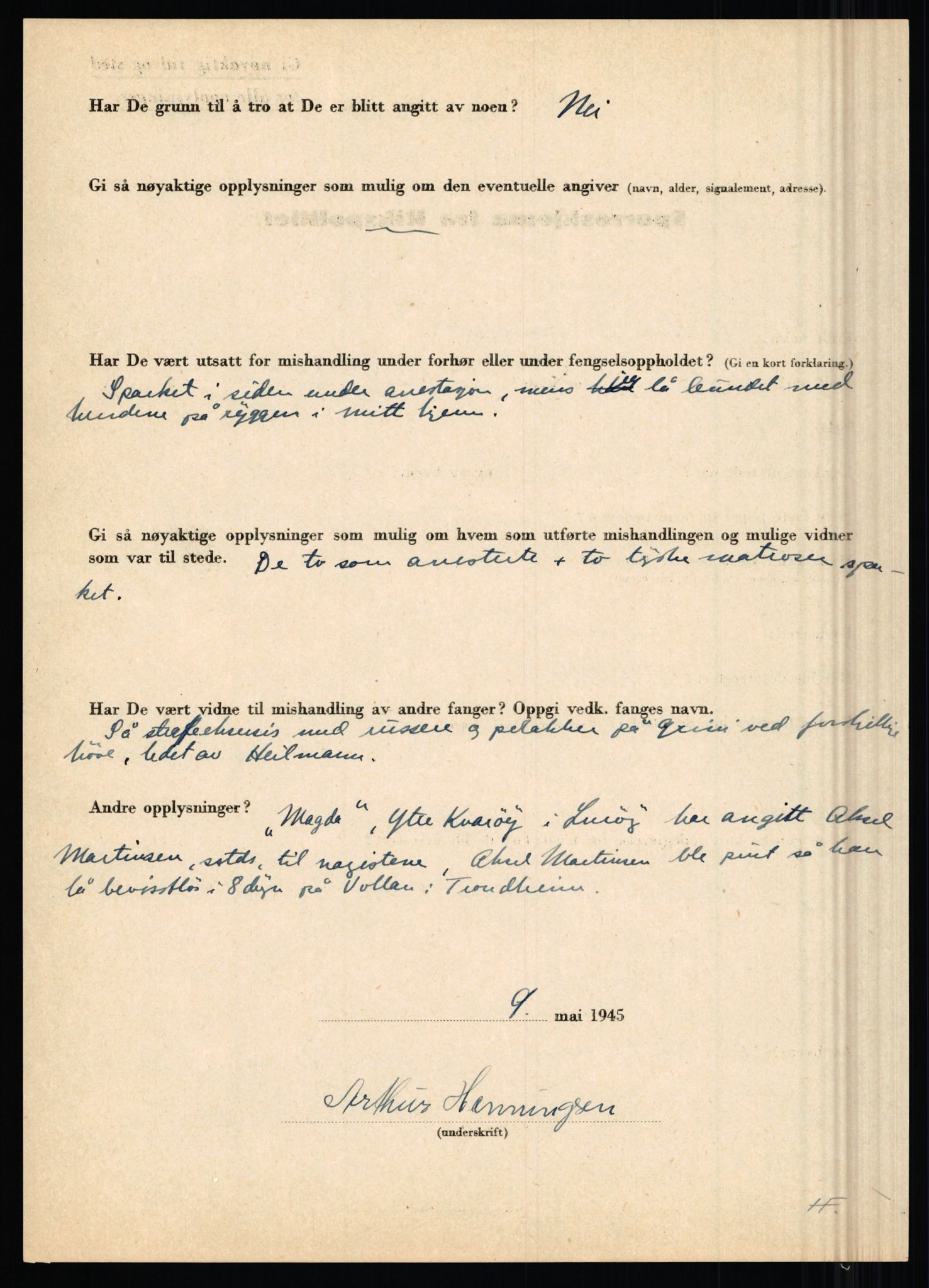 Rikspolitisjefen, AV/RA-S-1560/L/L0007: Heen, Erik C. - Iversen, Trygve, 1940-1945, p. 28