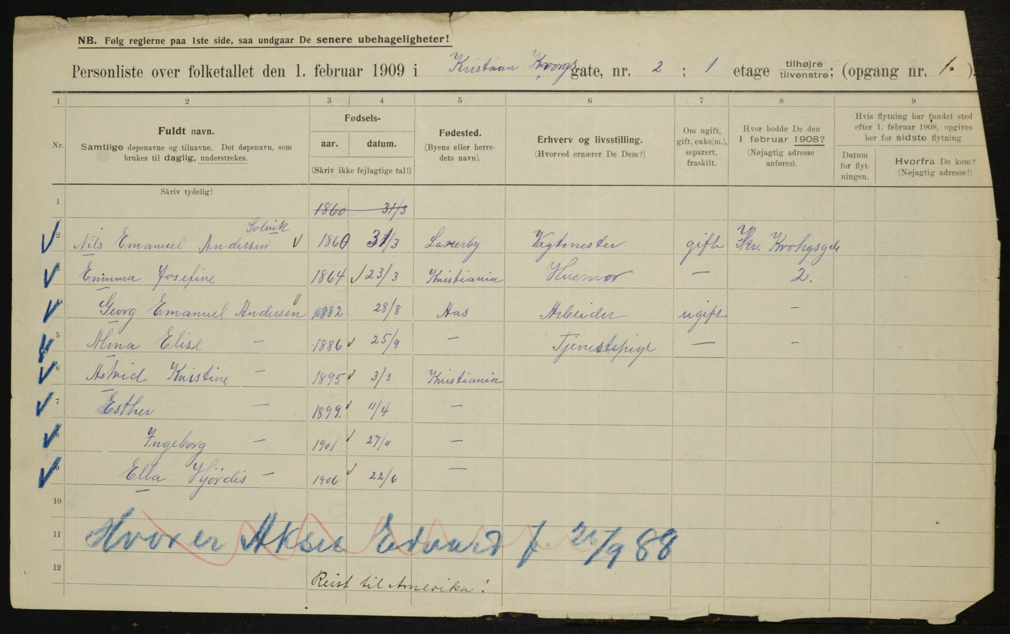 OBA, Municipal Census 1909 for Kristiania, 1909, p. 10589