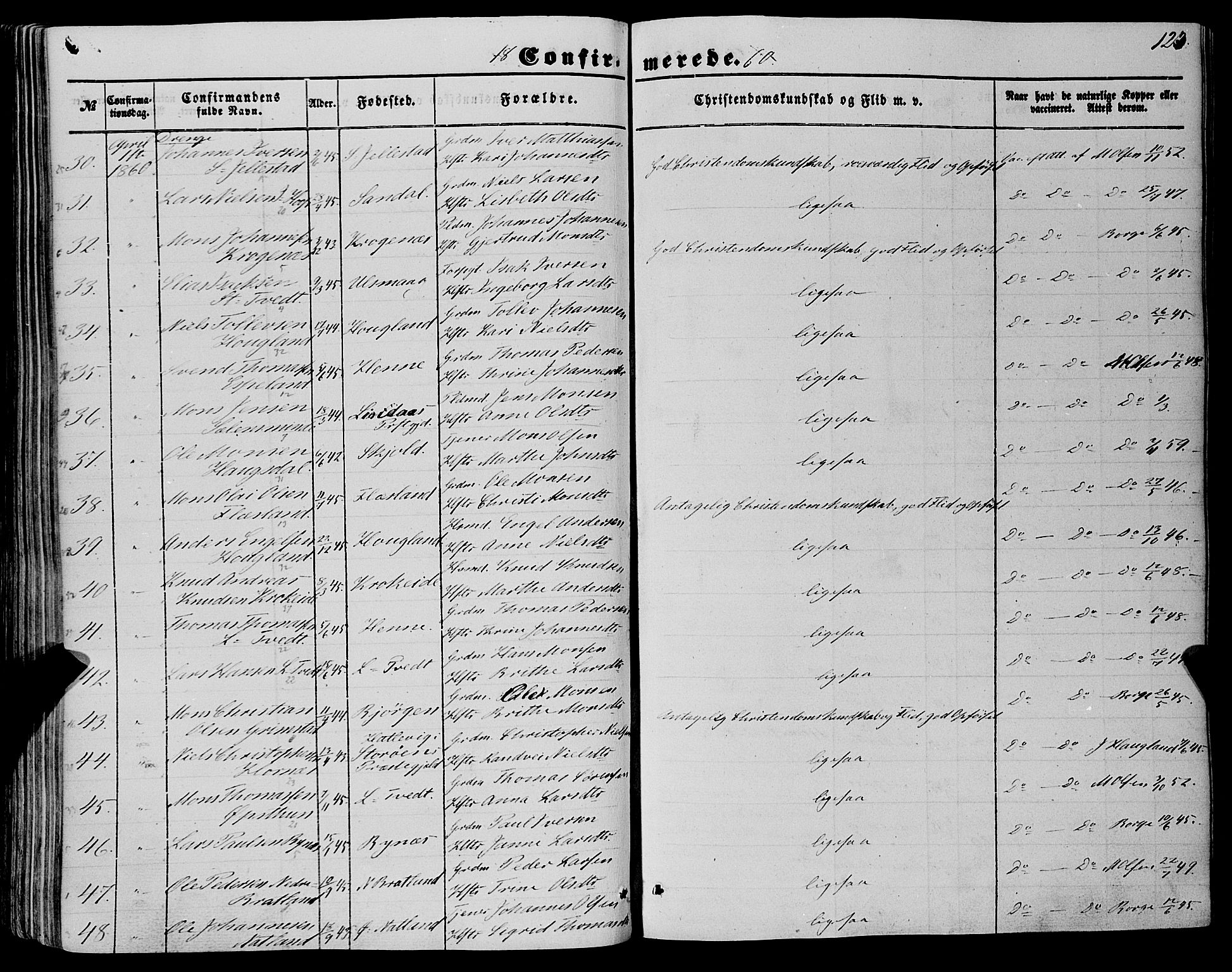 Fana Sokneprestembete, AV/SAB-A-75101/H/Haa/Haaa/L0011: Parish register (official) no. A 11, 1851-1862, p. 123