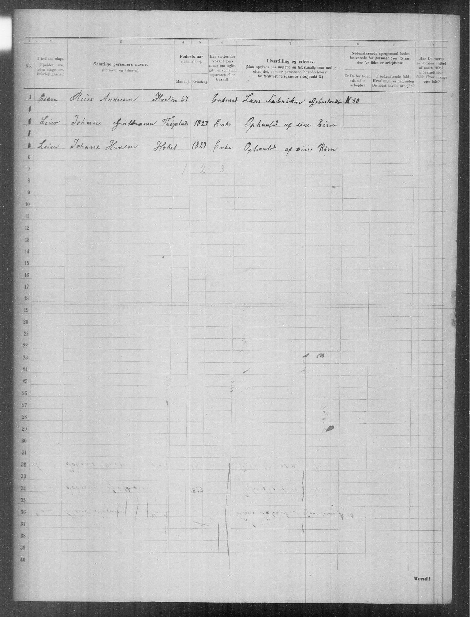 OBA, Municipal Census 1903 for Kristiania, 1903, p. 10185