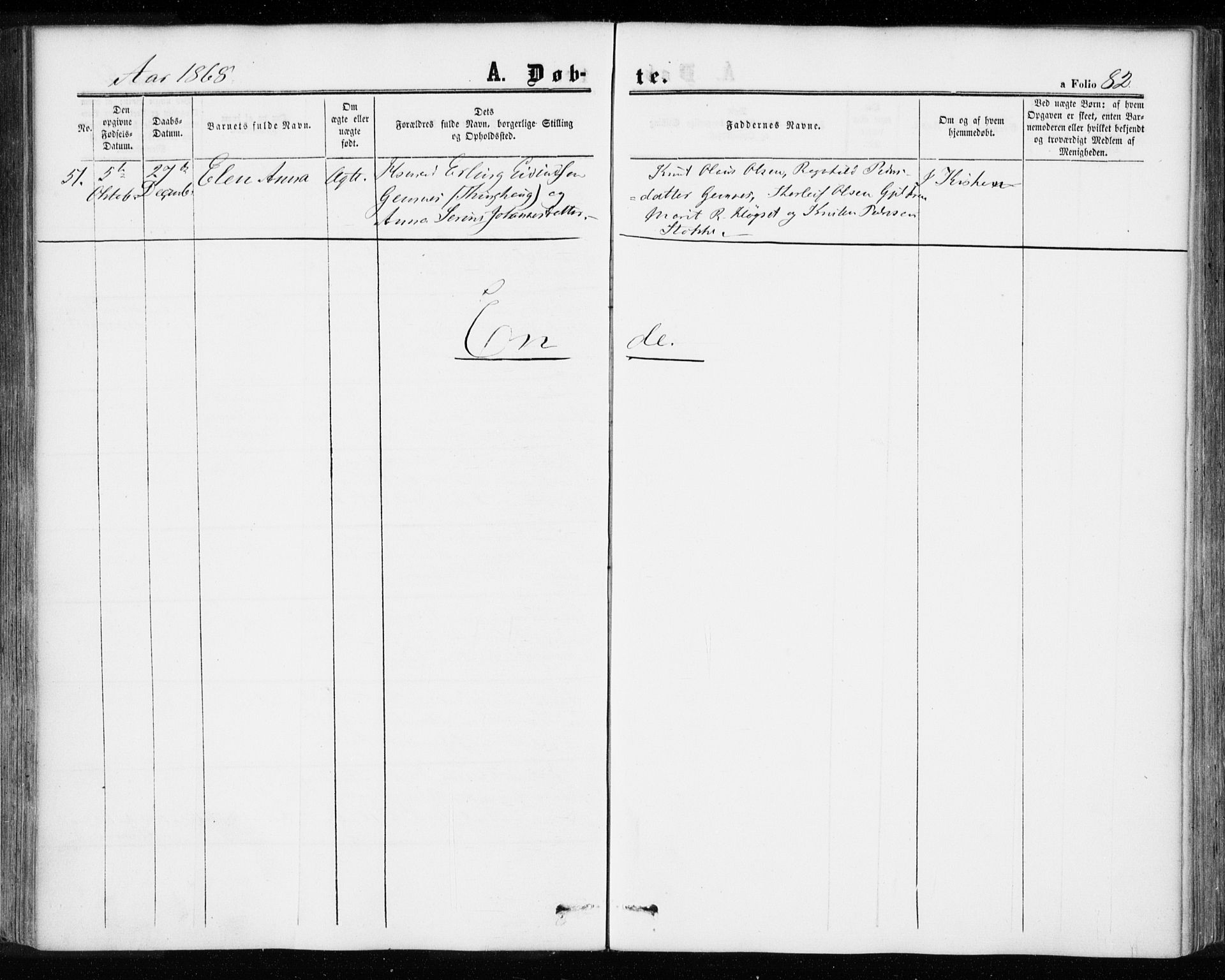 Ministerialprotokoller, klokkerbøker og fødselsregistre - Møre og Romsdal, AV/SAT-A-1454/584/L0965: Parish register (official) no. 584A05, 1857-1868, p. 82