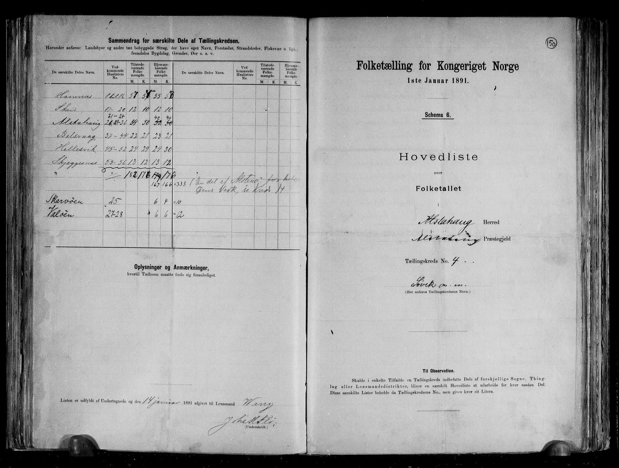 RA, 1891 census for 1820 Alstahaug, 1891, p. 12