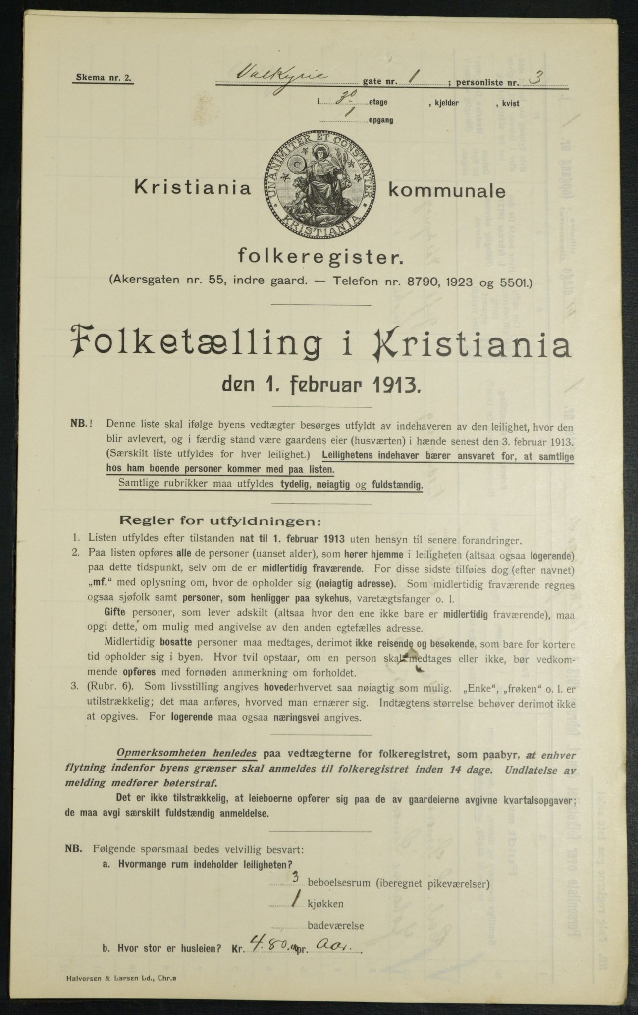 OBA, Municipal Census 1913 for Kristiania, 1913, p. 121511