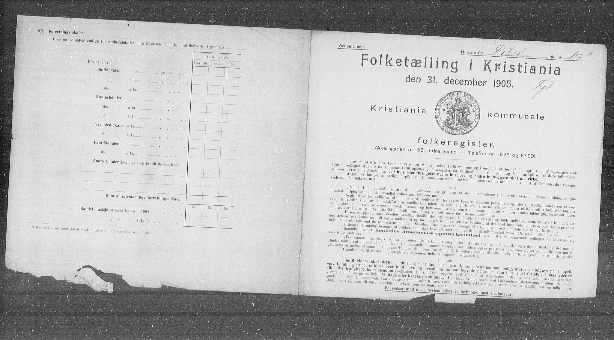OBA, Municipal Census 1905 for Kristiania, 1905, p. 42203