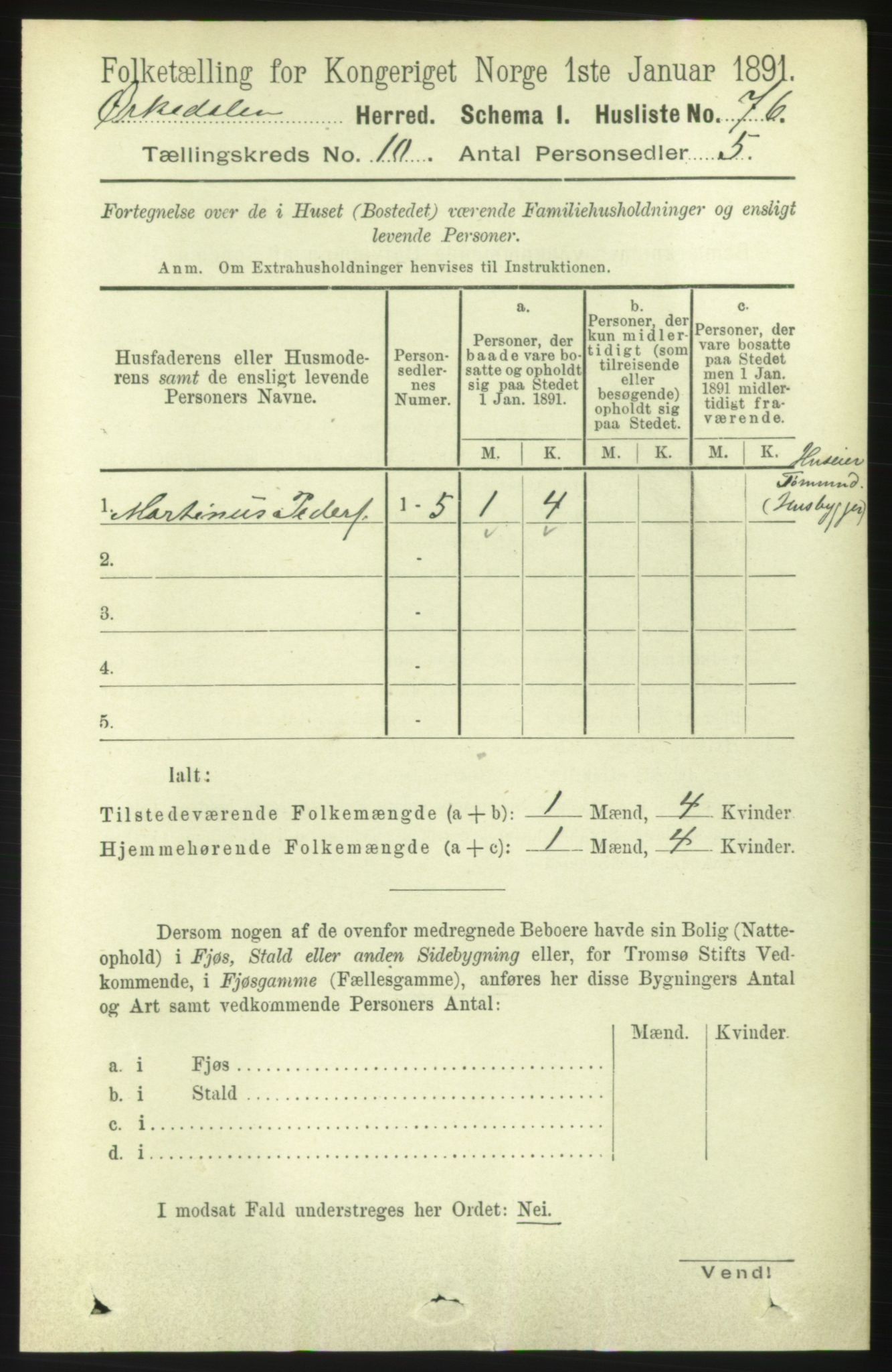 RA, 1891 census for 1638 Orkdal, 1891, p. 4623