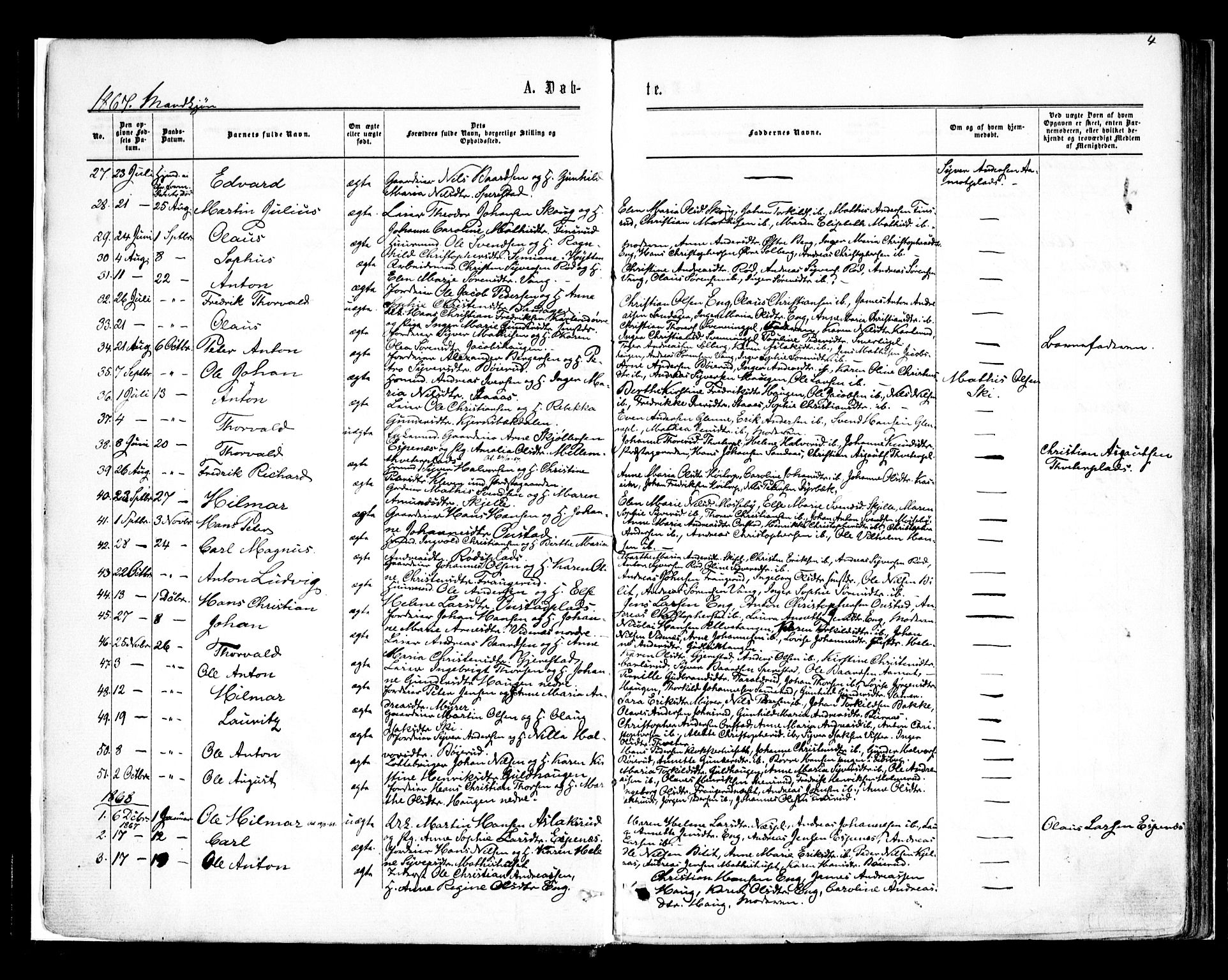 Skiptvet prestekontor Kirkebøker, AV/SAO-A-20009/F/Fa/L0008: Parish register (official) no. 8, 1867-1877, p. 4