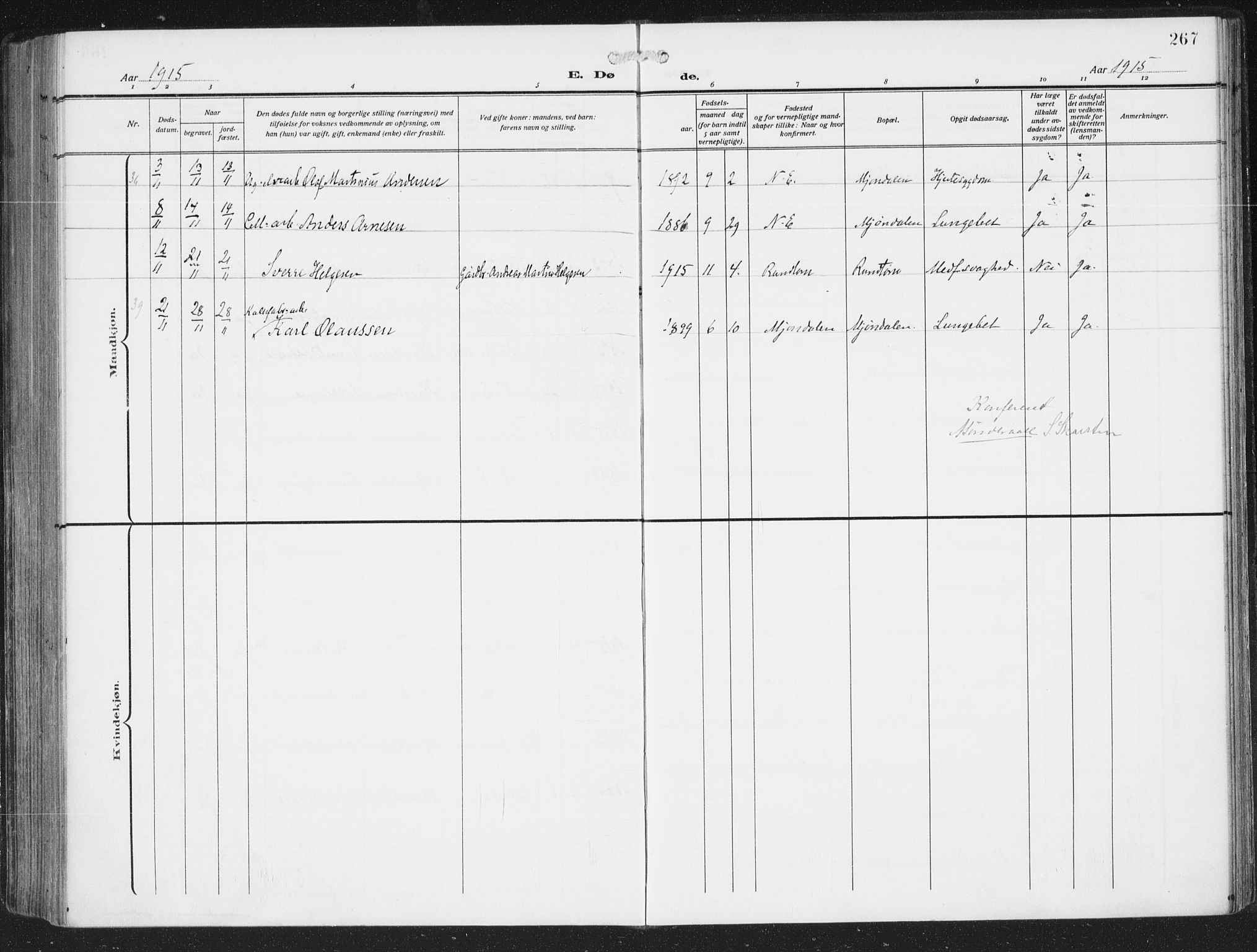 Nedre Eiker kirkebøker, AV/SAKO-A-612/F/Fa/L0007: Parish register (official) no. 7, 1912-1918, p. 267