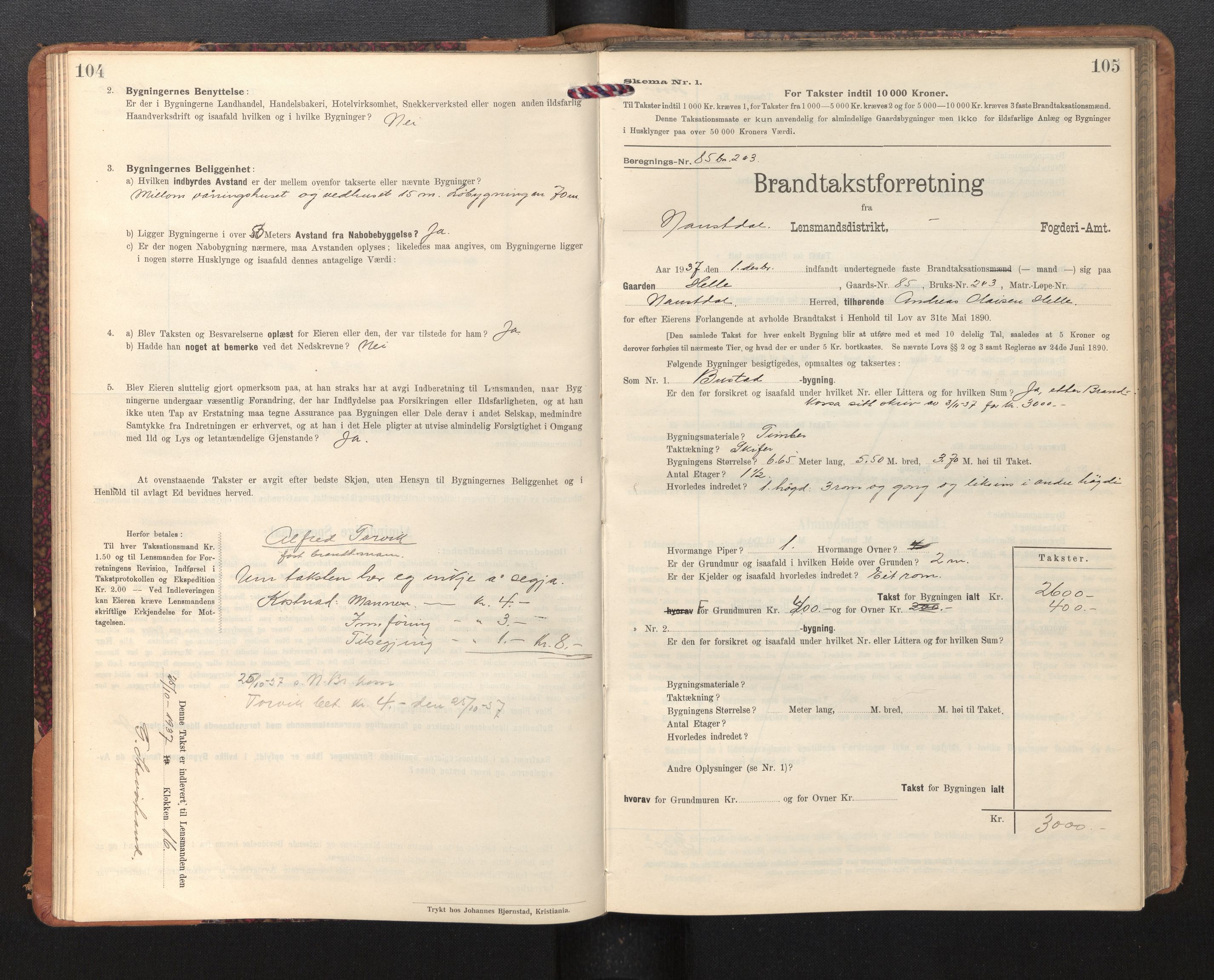 Lensmannen i Naustdal, AV/SAB-A-29501/0012/L0002: Branntakstprotokoll, skjematakst, 1911-1953, p. 104-105