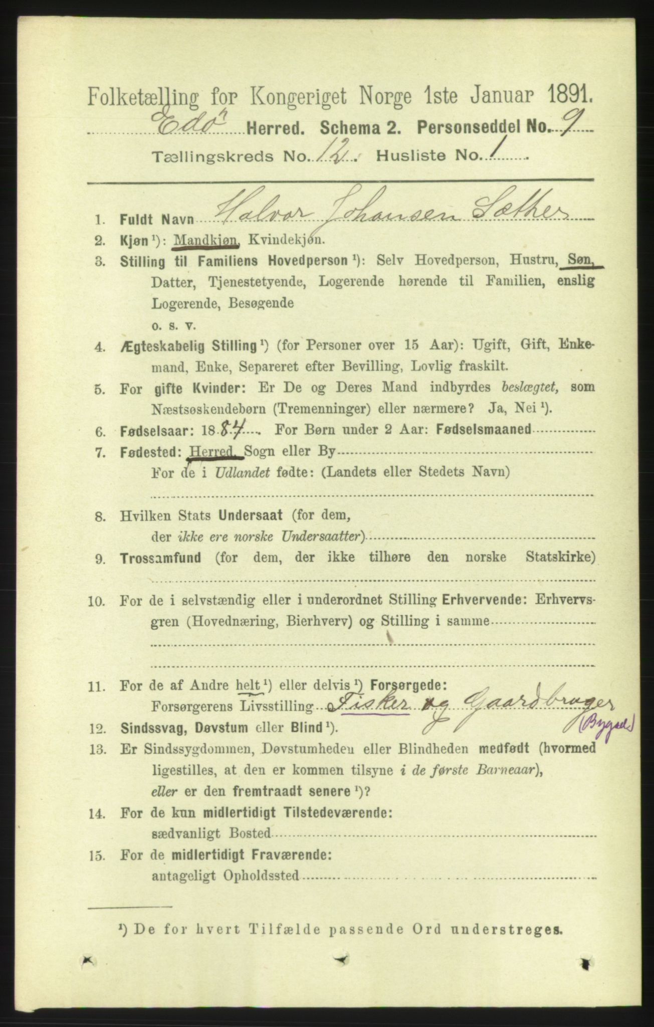 RA, 1891 census for 1573 Edøy, 1891, p. 3380