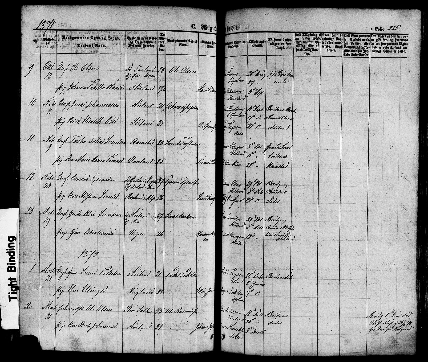 Hå sokneprestkontor, AV/SAST-A-101801/001/30BA/L0008: Parish register (official) no. A 7, 1853-1878, p. 225