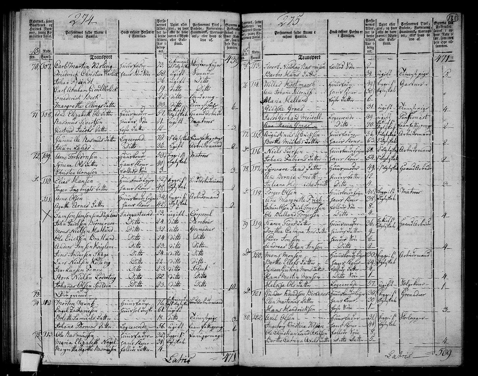 RA, 1801 census for 1301 Bergen, 1801, p. 137b-138a