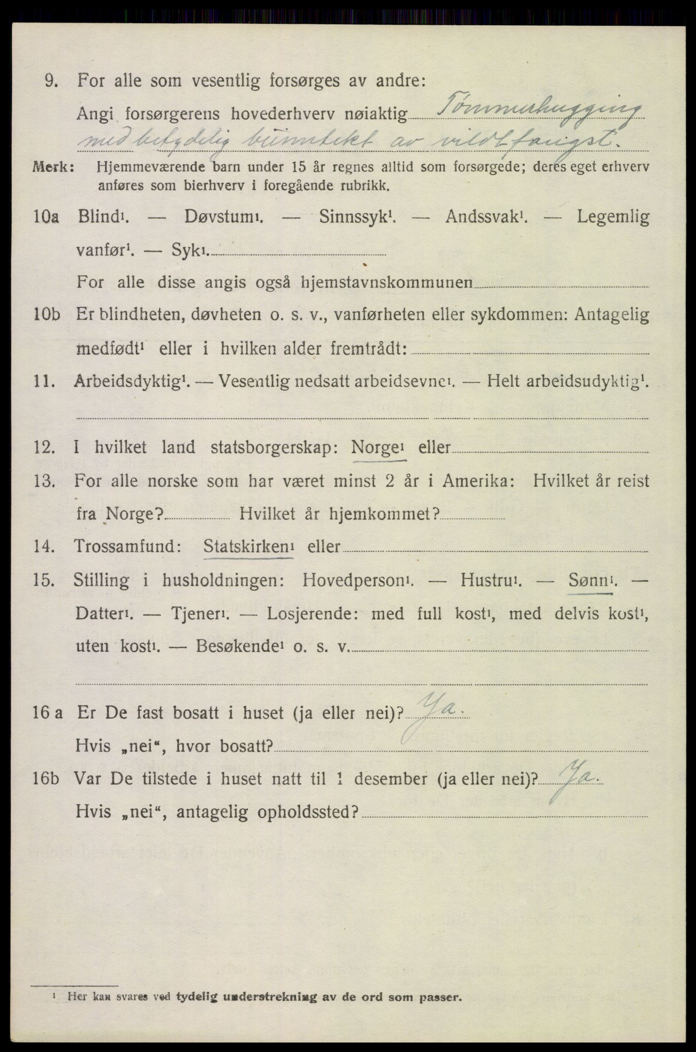 SAH, 1920 census for Tynset, 1920, p. 2457