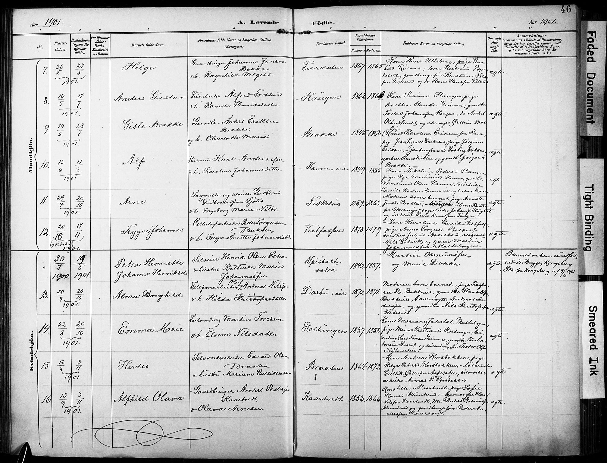 Fiskum kirkebøker, AV/SAKO-A-15/F/Fa/L0003: Parish register (official) no. 3, 1890-1905, p. 46